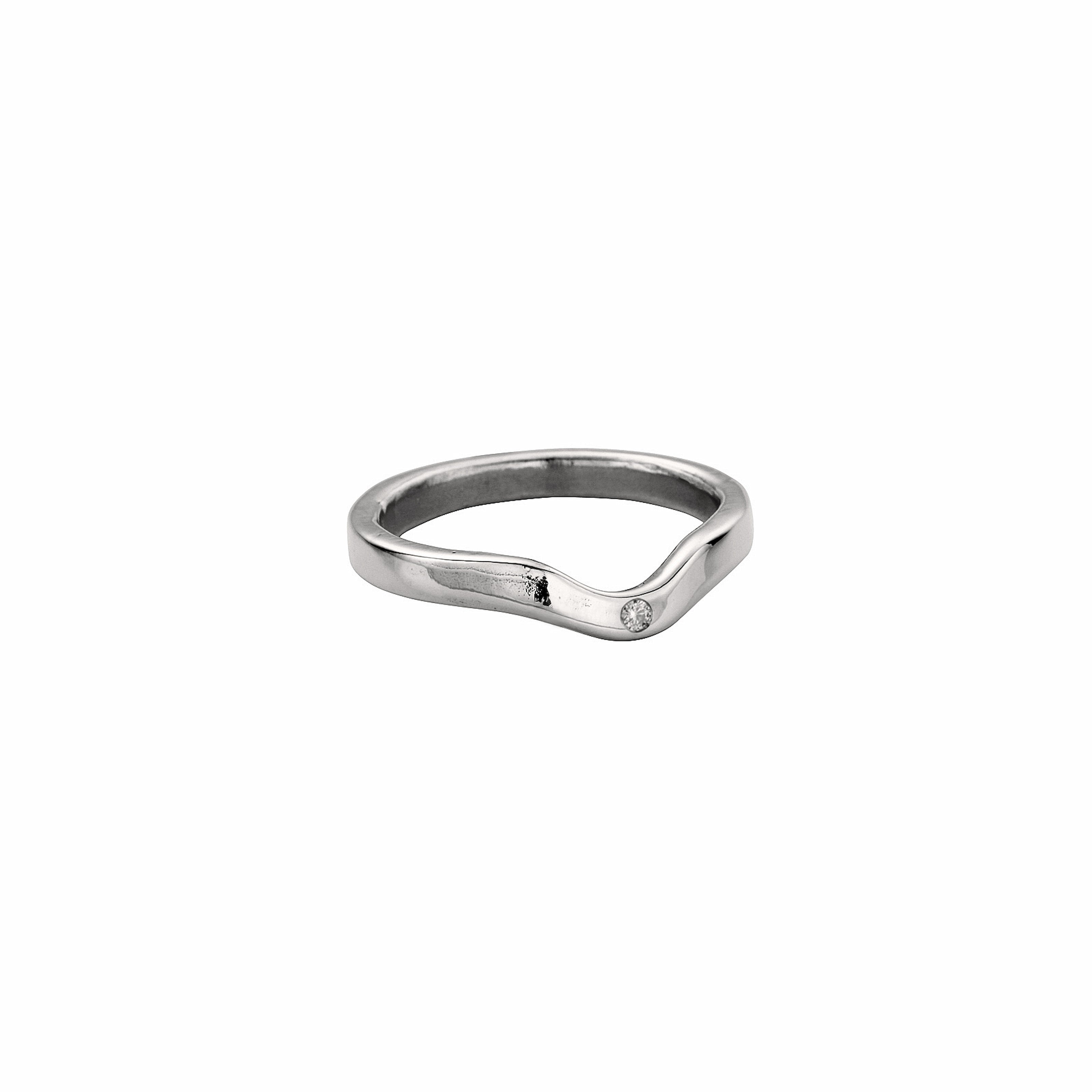 9ct White Gold Wave Wedding Band
