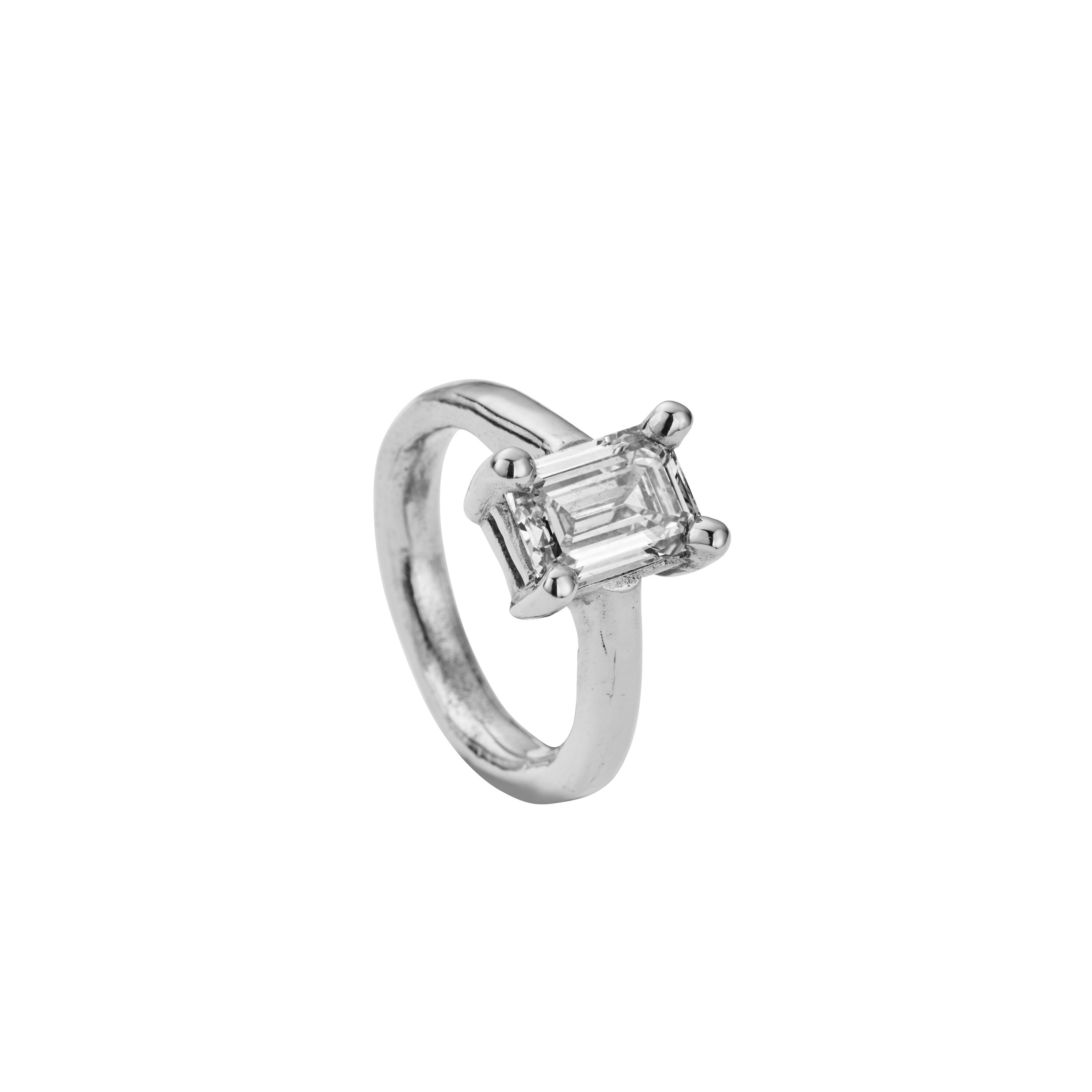 'The Heirloom' 9ct White Gold Emerald 2ct Lab Grown Diamond Claw Engagement Ring