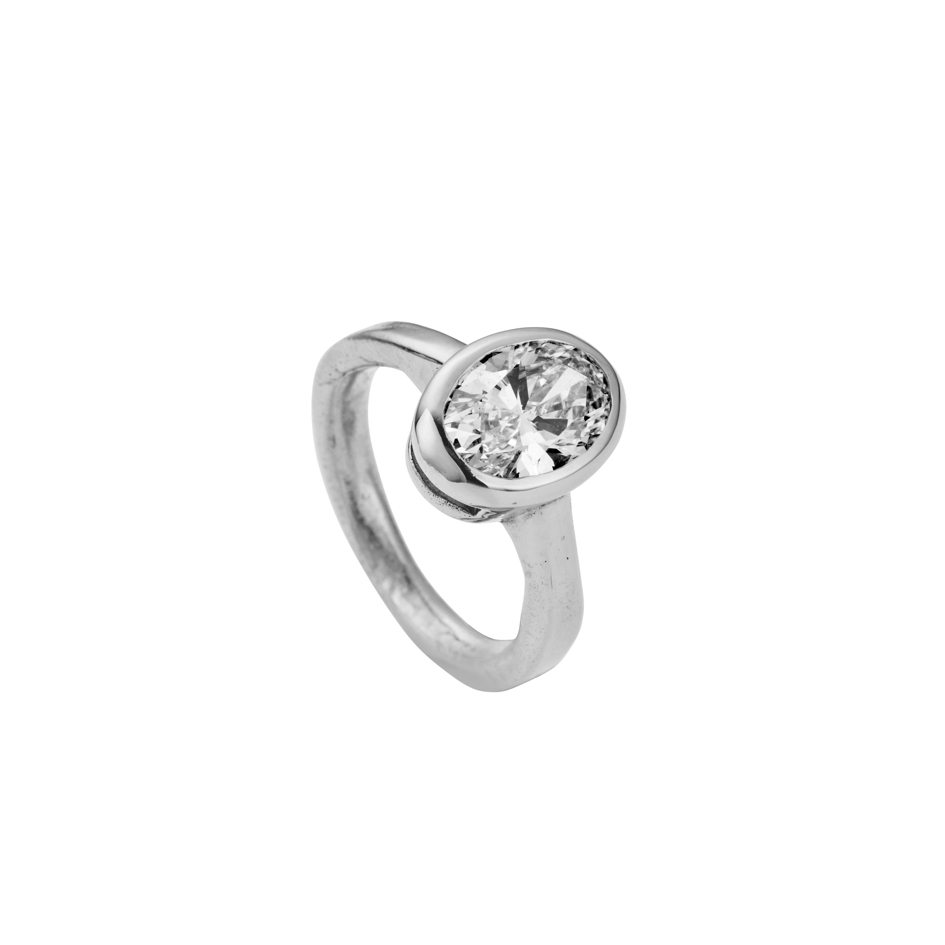 'The Story' 9ct White Gold Oval 2ct Lab Grown Diamond Bezel Engagement Ring