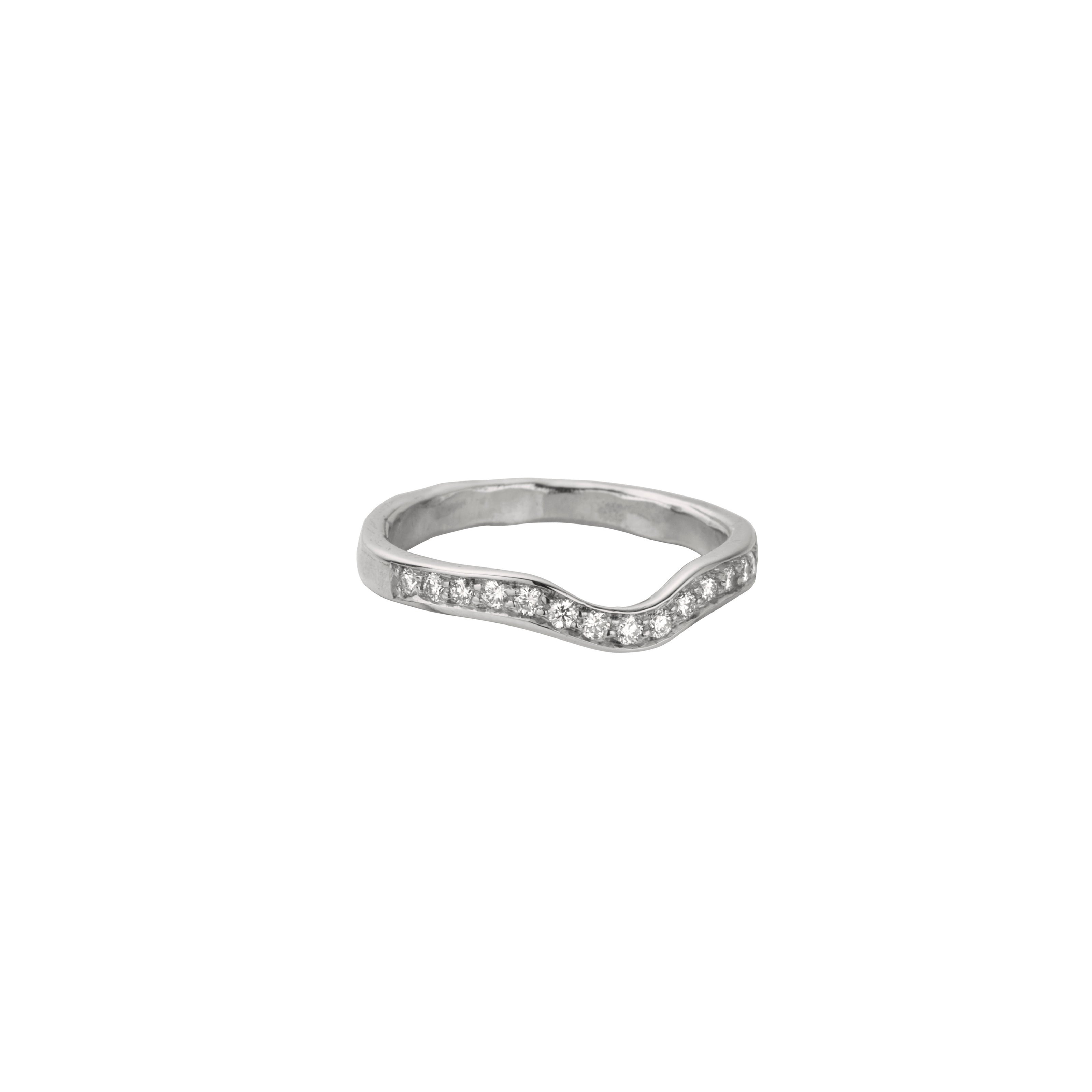 9ct White Gold Wave Wedding Band