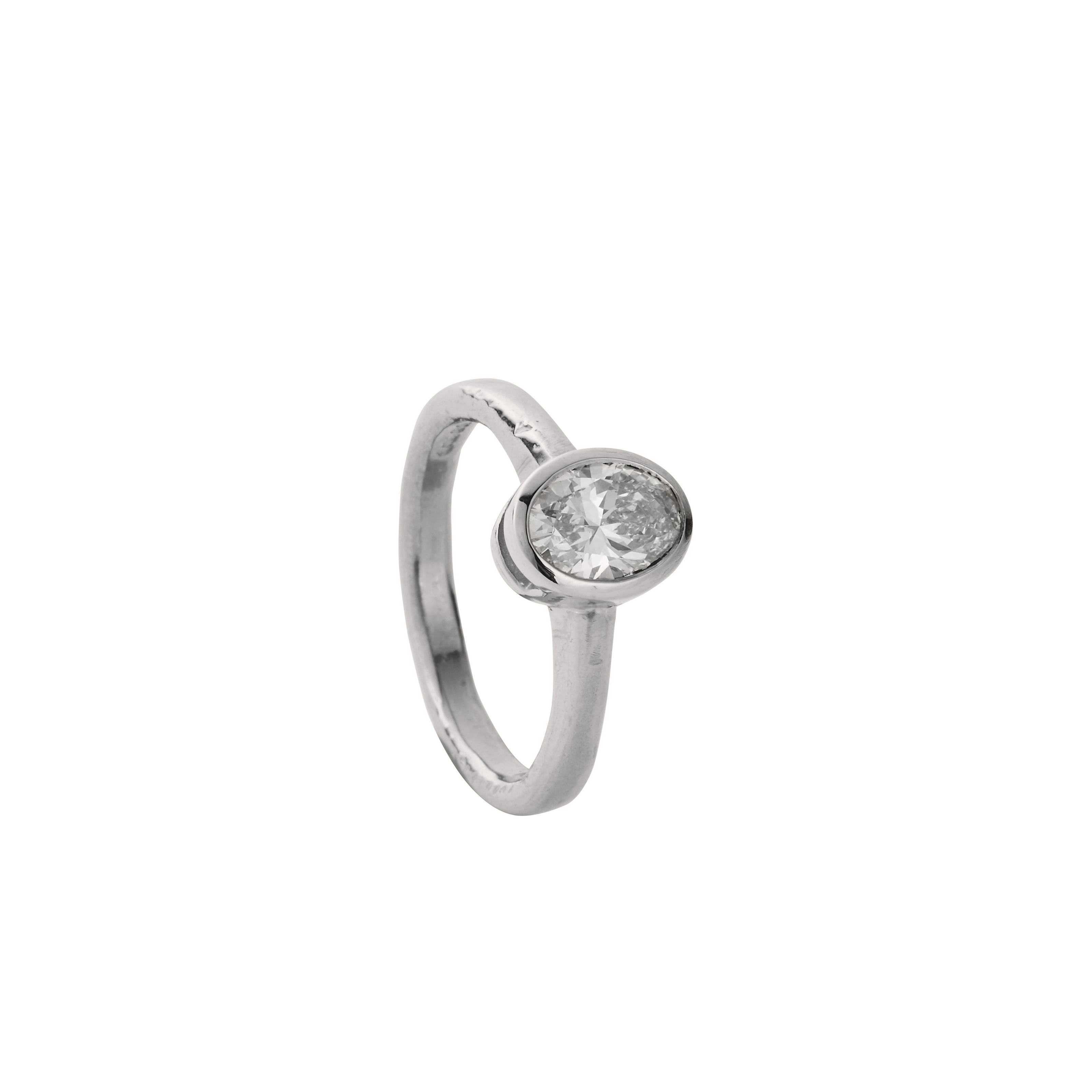 'The Story' 9ct White Gold Oval 1ct Lab Grown Diamond Bezel Engagement Ring