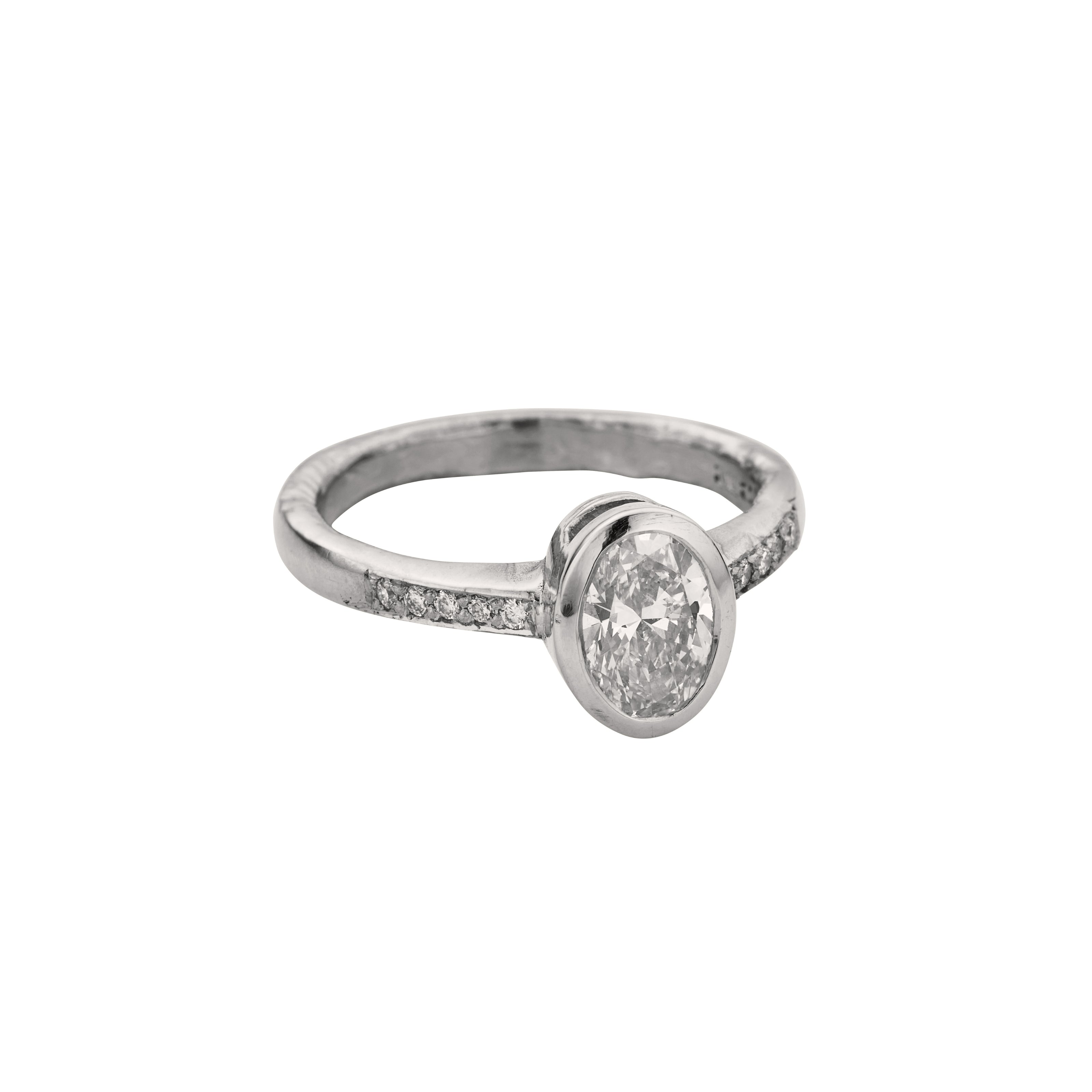 'The Story' 9ct White Gold Oval 1ct Lab Grown Diamond Bezel Engagement Ring