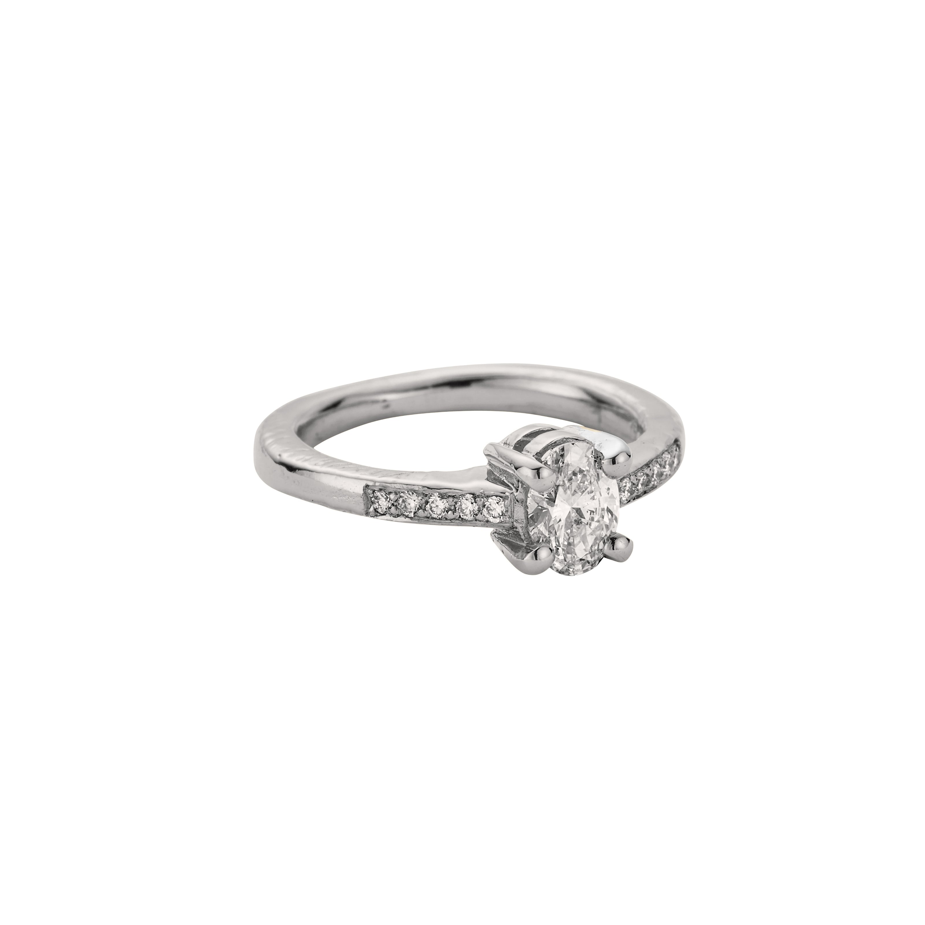 'The Story' 9ct White Gold Oval 0.5ct Natural Diamond Claw Engagement Ring