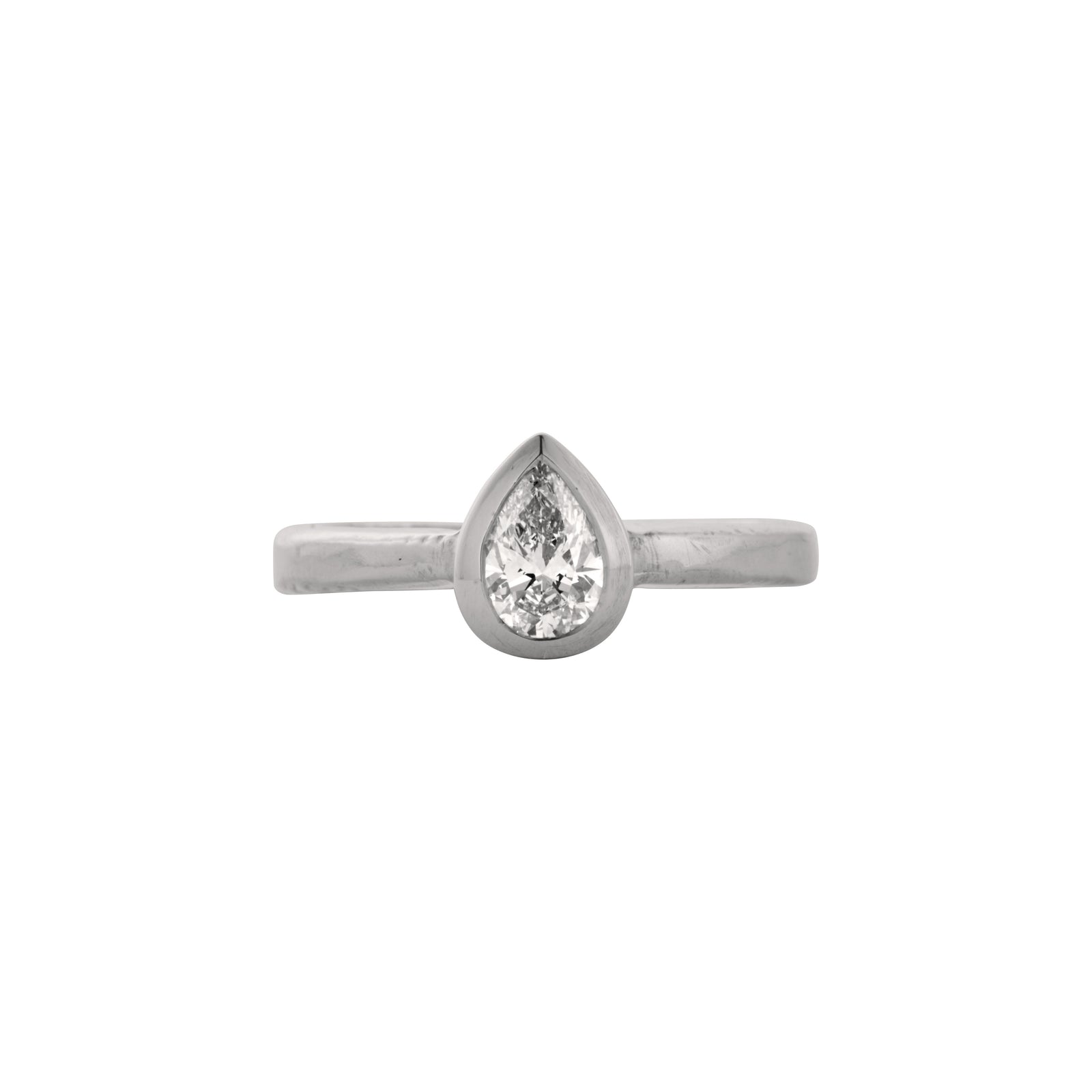 'The Muse' 9ct White Gold Pear 0.5ct Natural Diamond Bezel Engagement Ring
