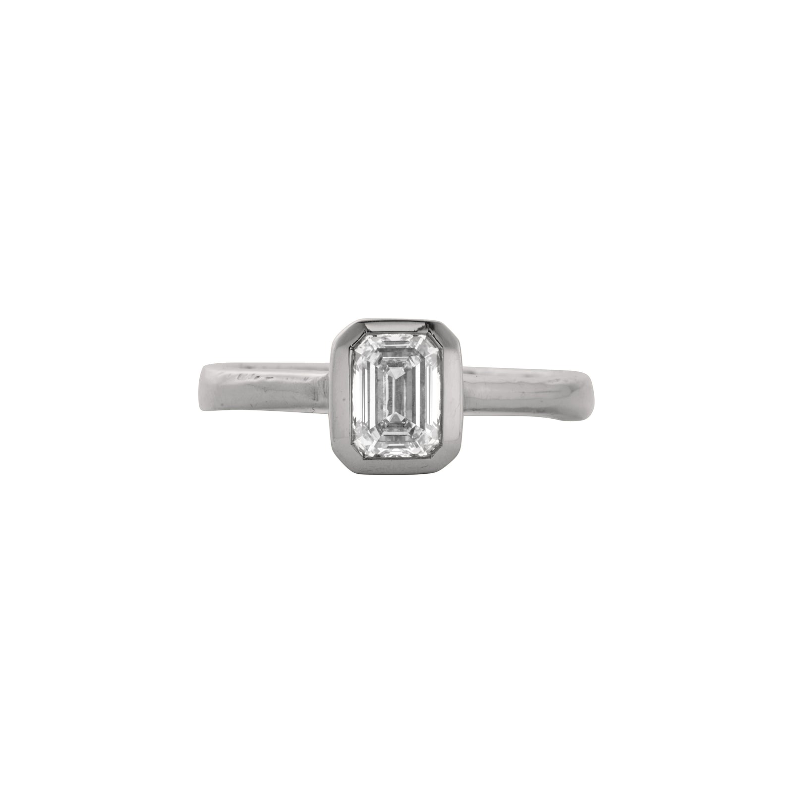 'The Heirloom' 9ct White Gold Emerald 1ct Lab Grown Diamond Bezel Engagement Ring