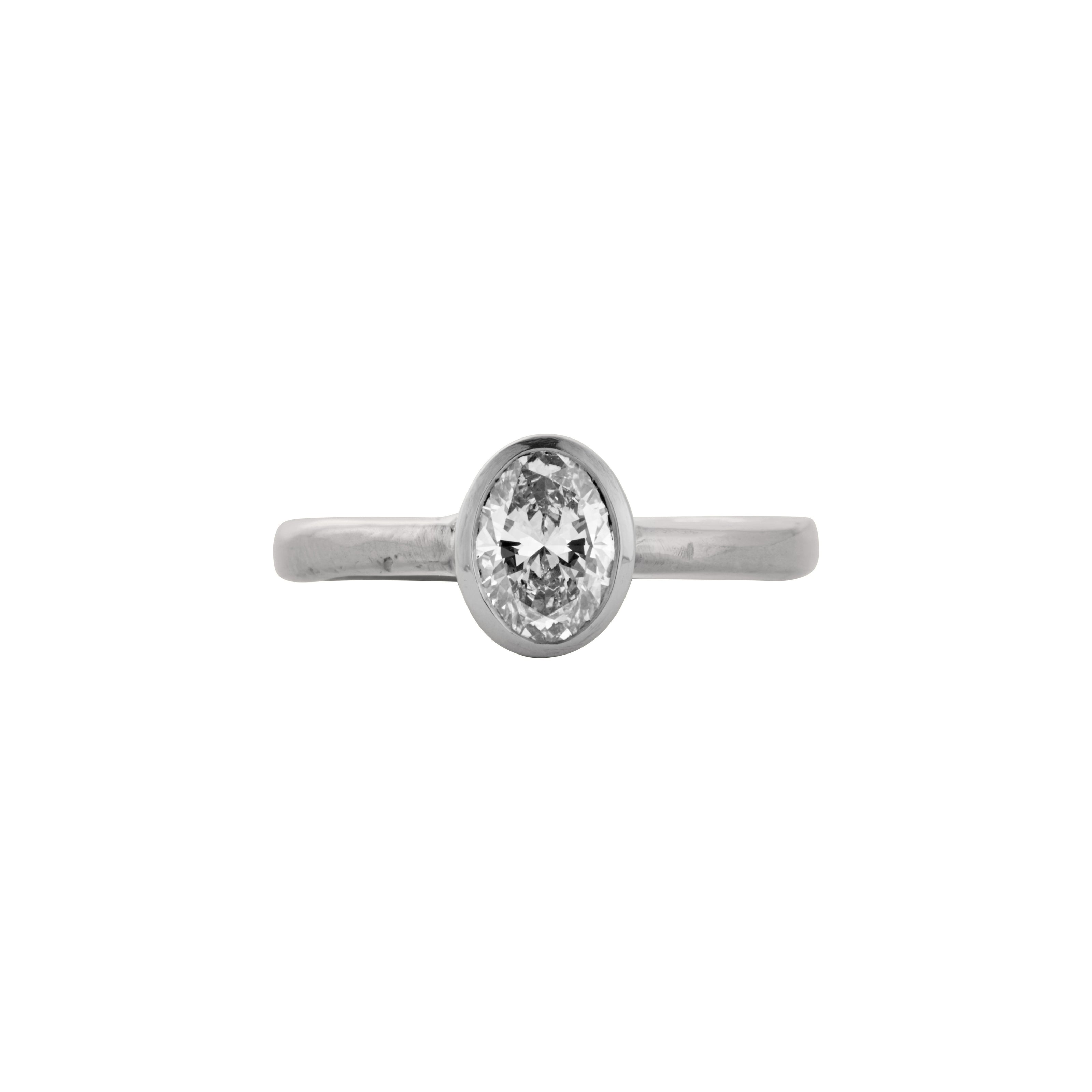 'The Story' 9ct White Gold Oval 1ct Lab Grown Diamond Bezel Engagement Ring