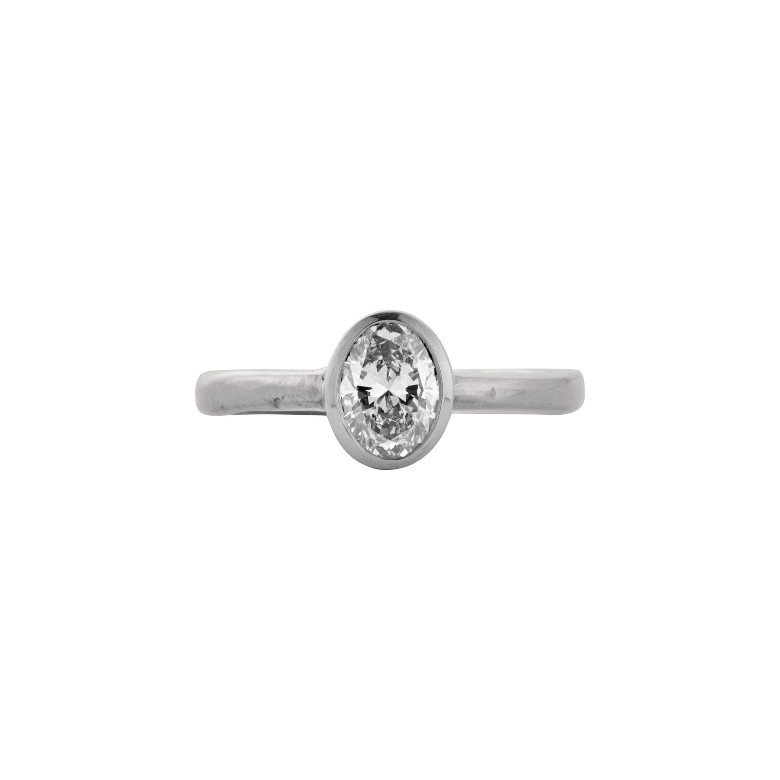 'The Story' 9ct White Gold Oval 1ct Natural Diamond Bezel Engagement Ring