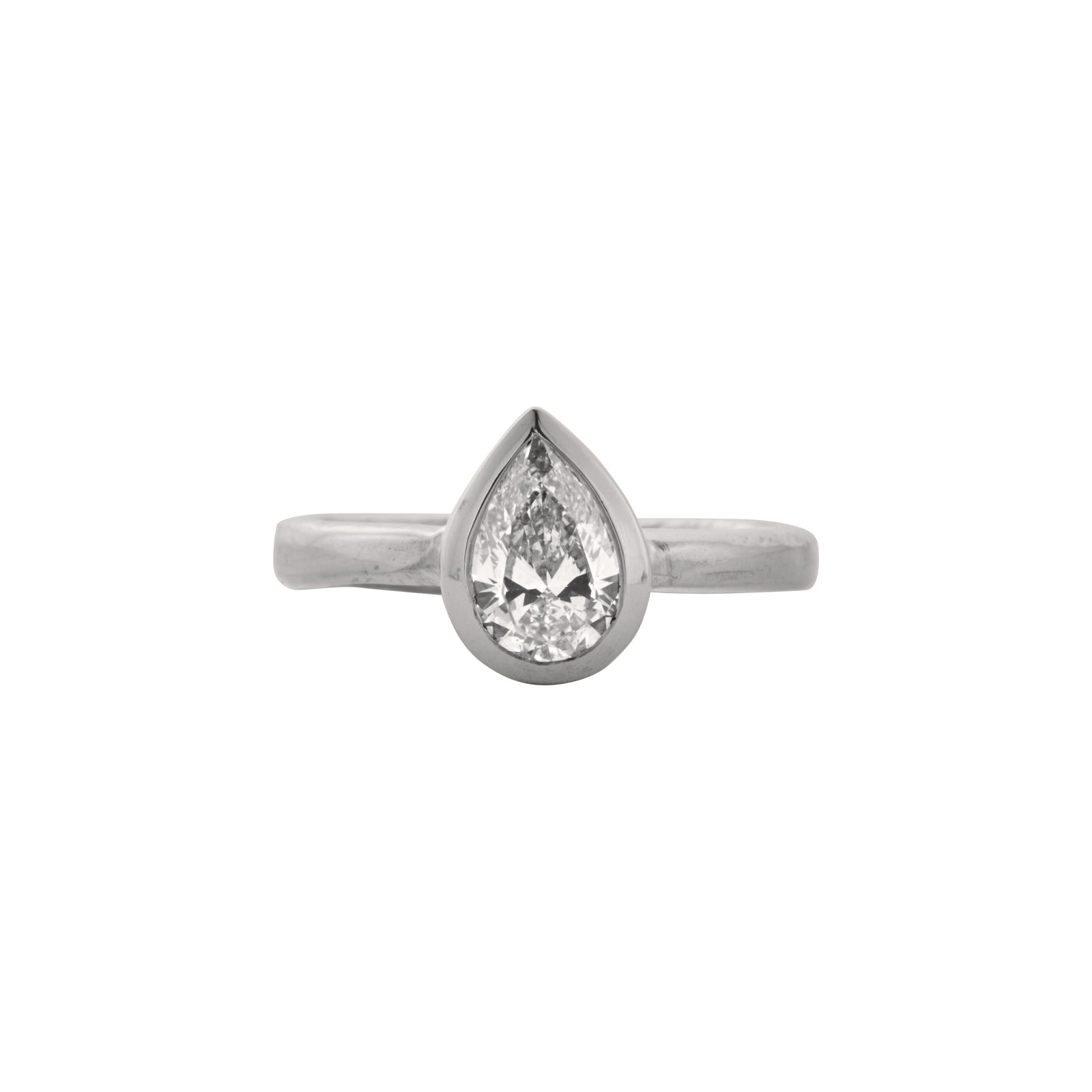 'The Muse' 9ct White Gold Pear 1ct Natural Diamond Bezel Engagement Ring