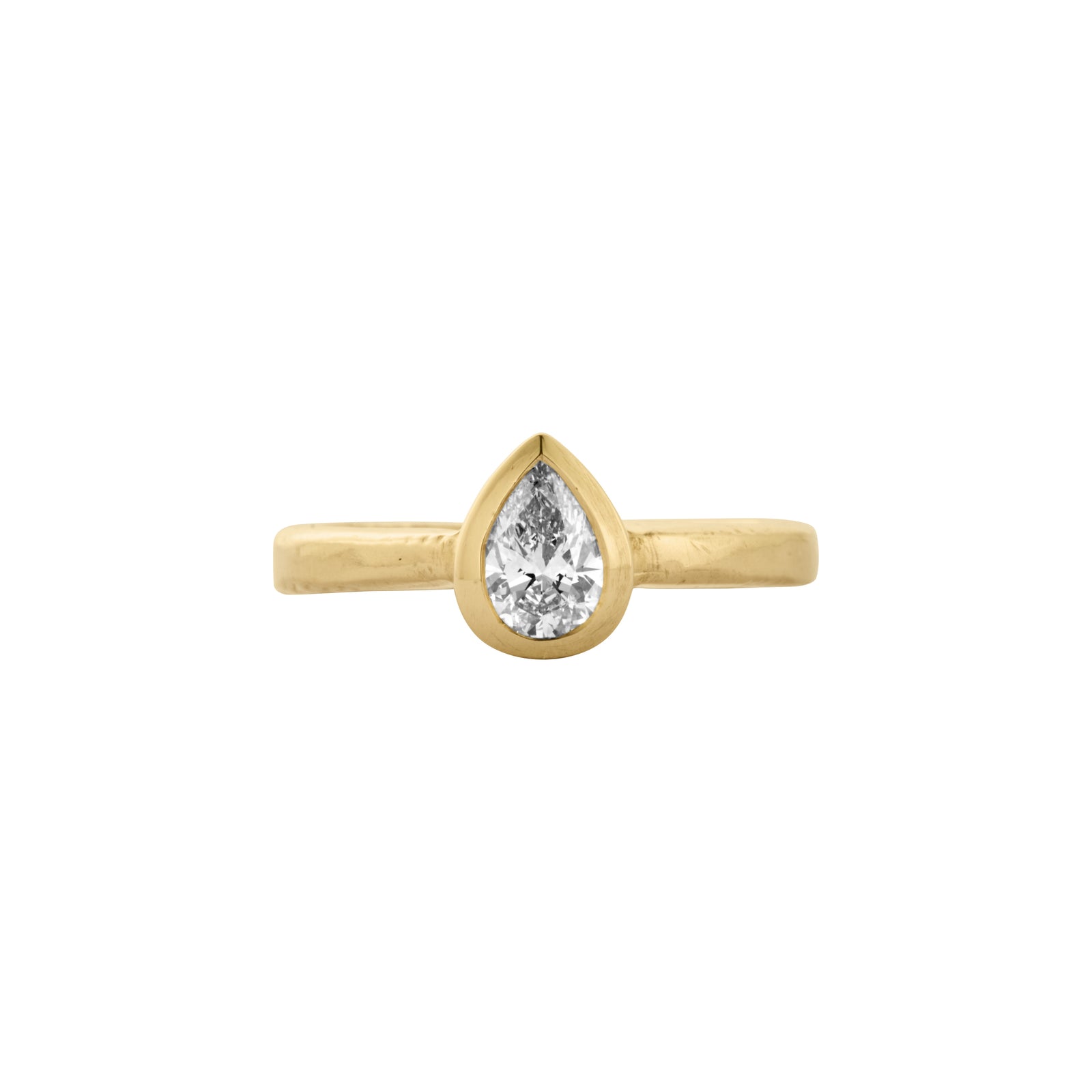 'The Muse' 9ct Gold Pear 0.5ct Natural Diamond Bezel Engagement Ring