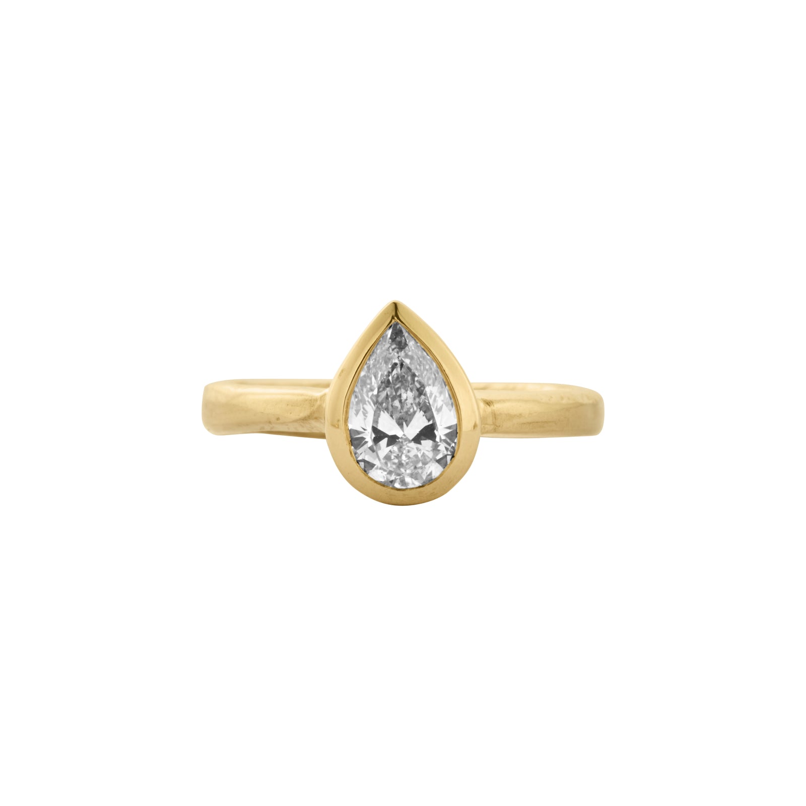 'The Muse' 9ct Gold Pear 1ct Lab Grown Diamond Bezel Engagement Ring