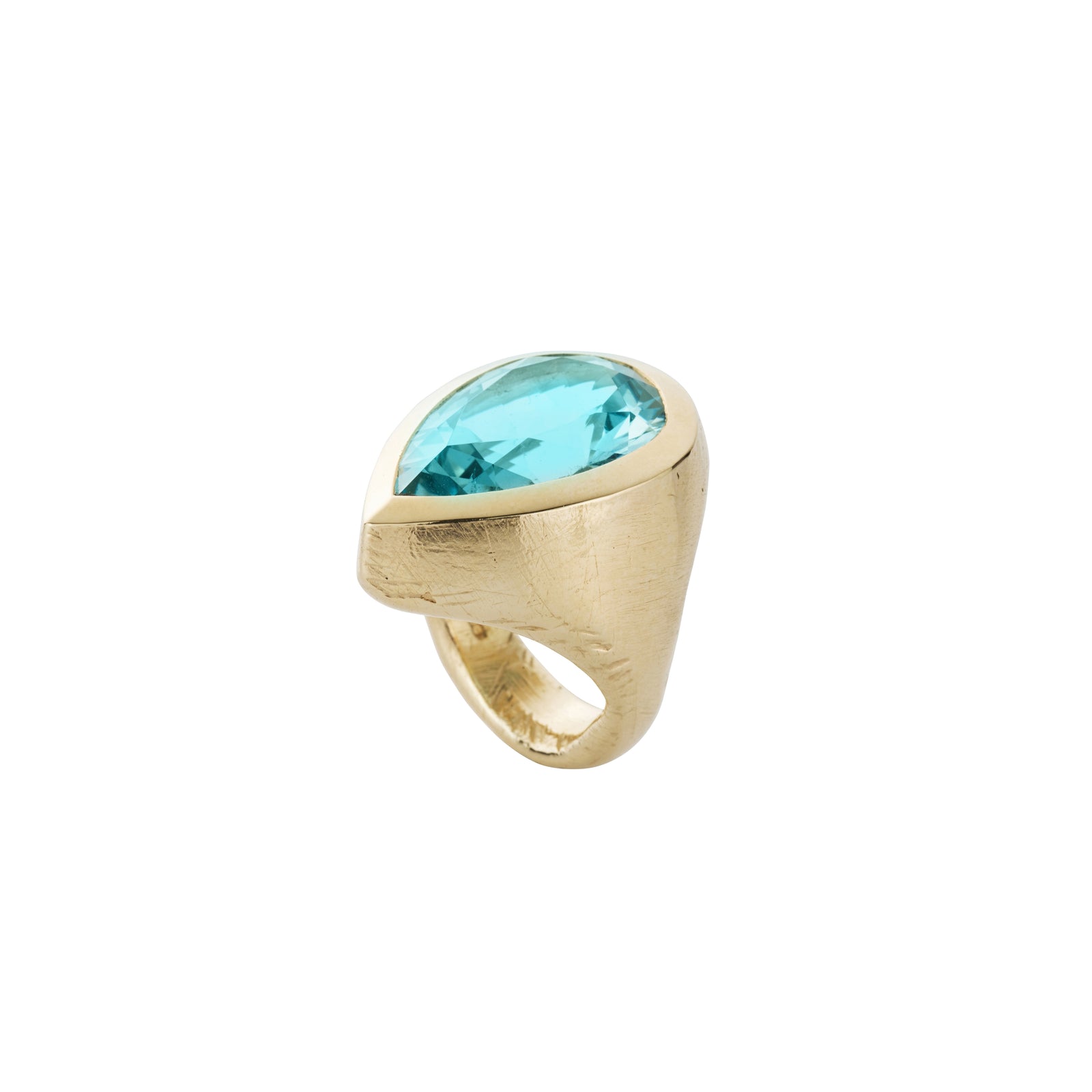 AALTO Gold Aquamarine Pear Signet Ring