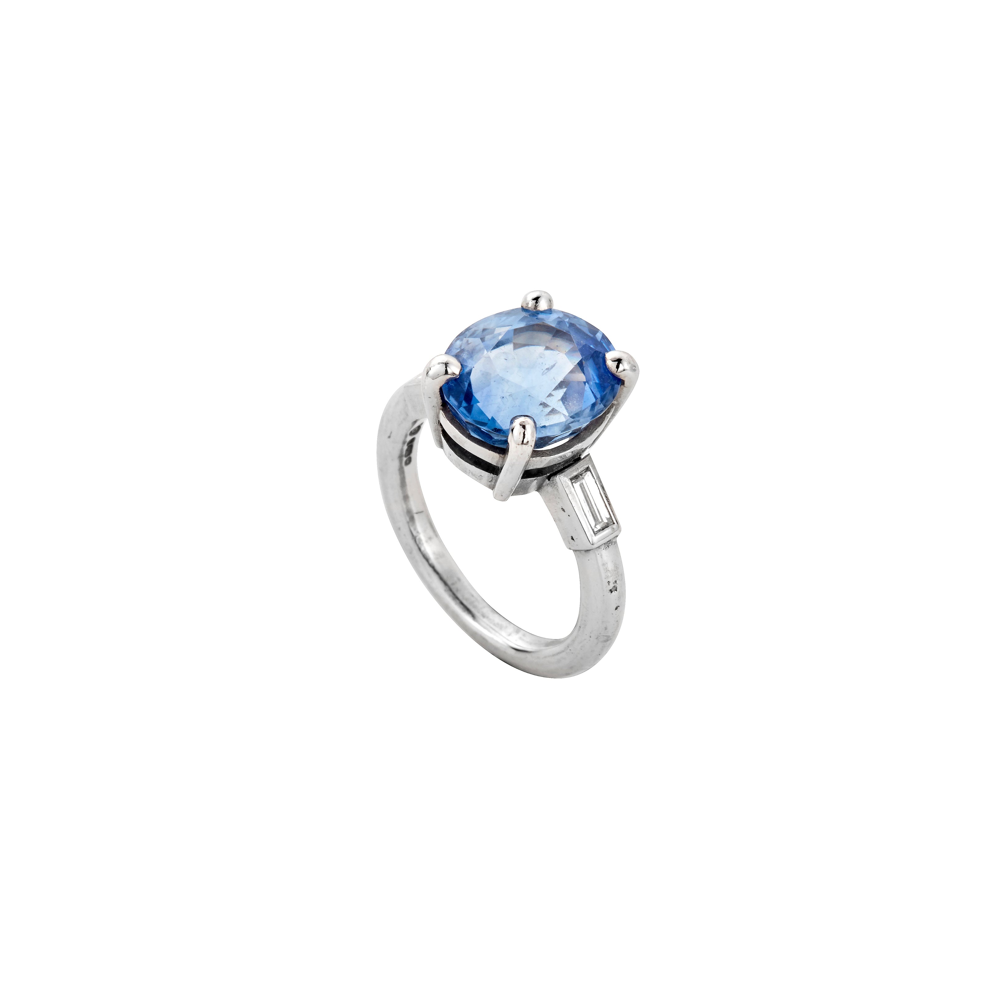 AARYA White Gold Blue Sapphire & Diamond Ring