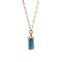 AISA Gold Aquamarine & Diamond Trace Chain Necklace