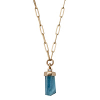 AISA Gold Aquamarine & Diamond Trace Chain Necklace