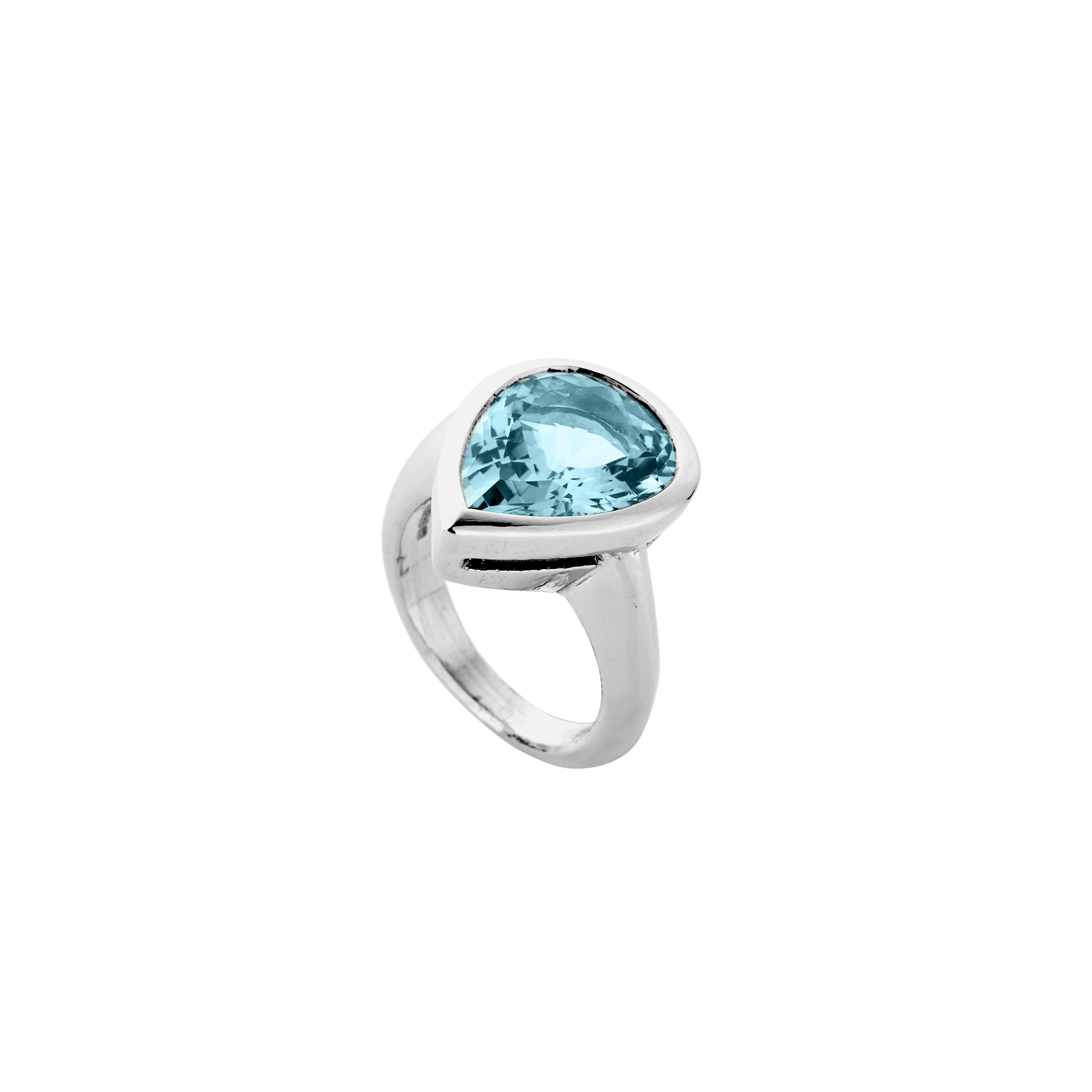 ALDA White Gold Pear Aquamarine Ring