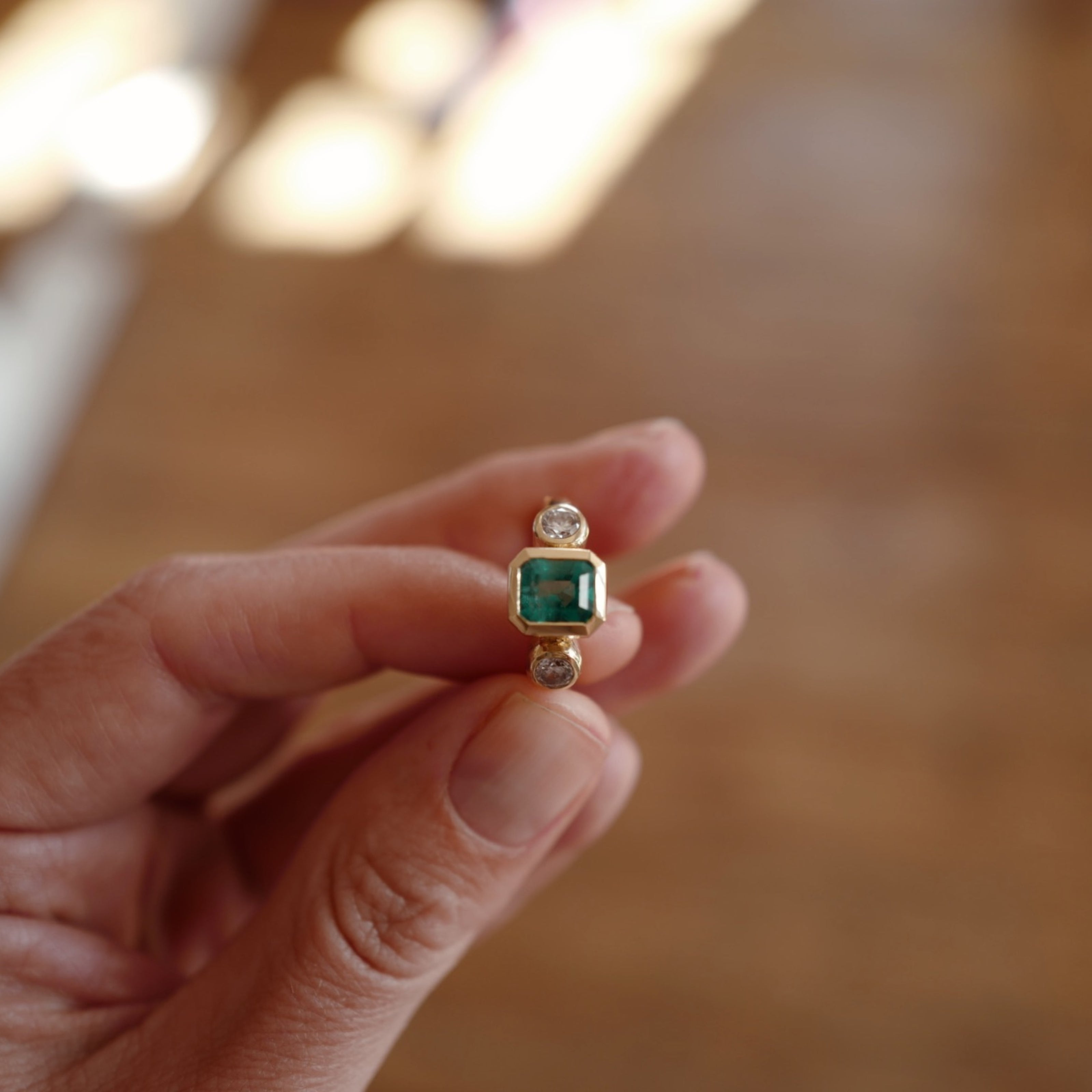 ALLENA Gold Emerald & Diamond Ring