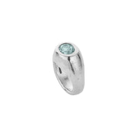 AOULI Silver Zimbaqua Aquamarine Ring