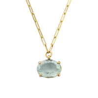 AUKAI Gold Aquamarine Claw Trace Chain Necklace