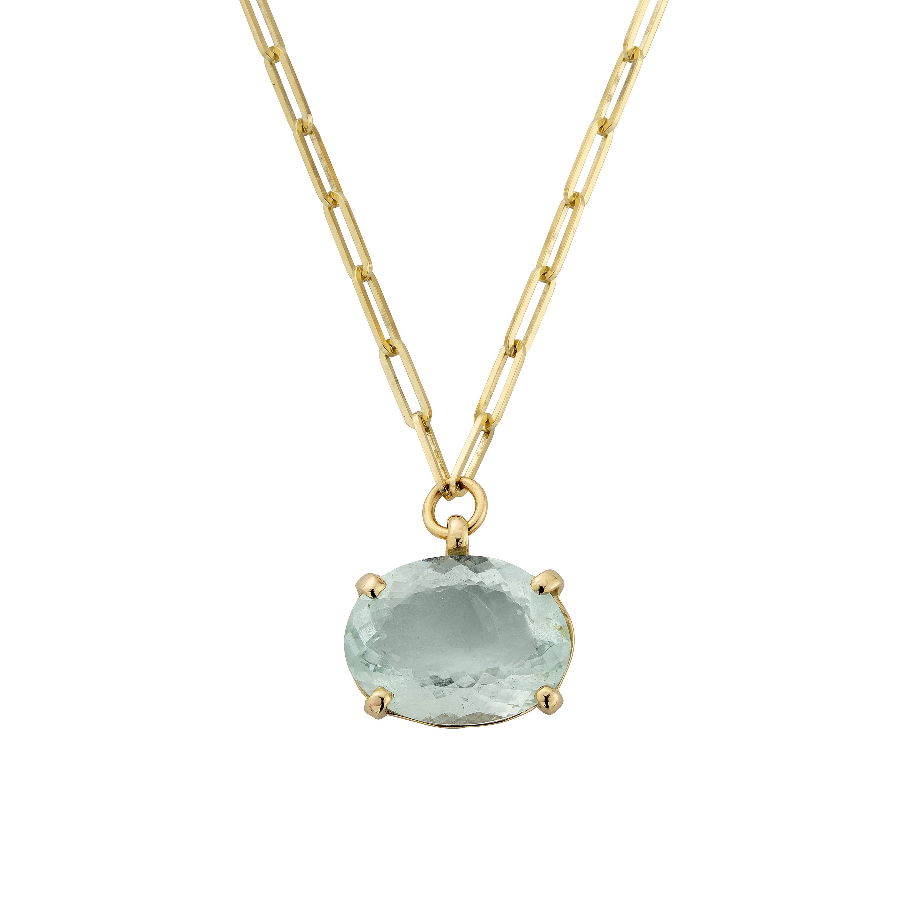 AUKAI Gold Aquamarine Claw Trace Chain Necklace