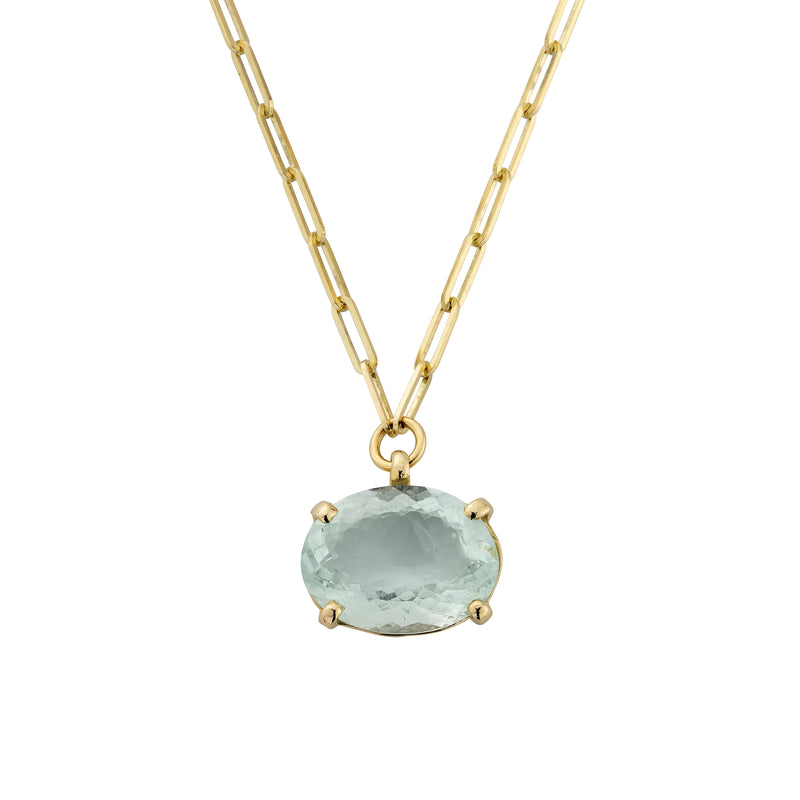 AUKAI Gold Aquamarine Claw Trace Chain Necklace