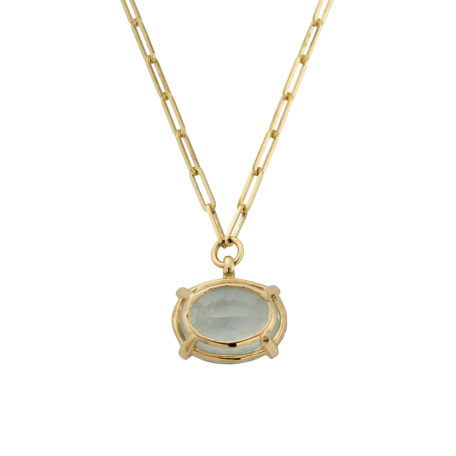 AUKAI Gold Aquamarine Claw Trace Chain Necklace