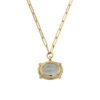 AUKAI Gold Aquamarine Claw Trace Chain Necklace