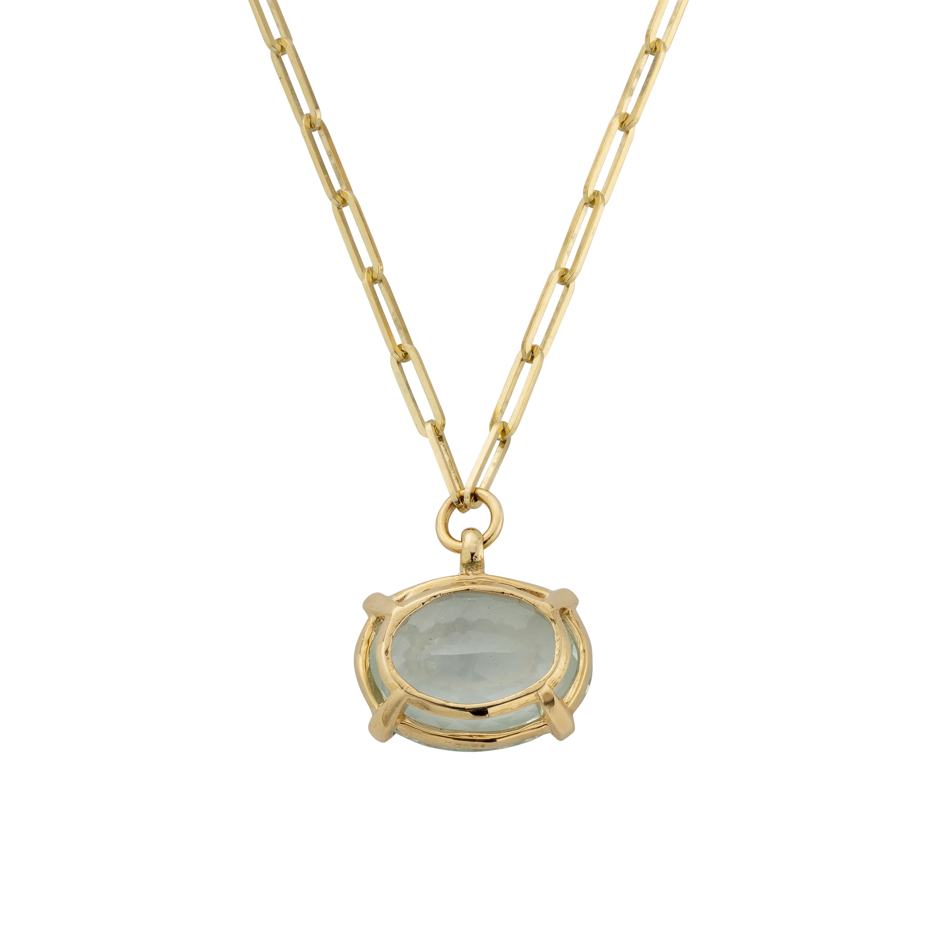 AUKAI Gold Aquamarine Claw Trace Chain Necklace