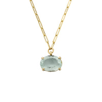 AUKAI Gold Aquamarine Claw Trace Chain Necklace