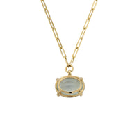 AUKAI Gold Aquamarine Claw Trace Chain Necklace