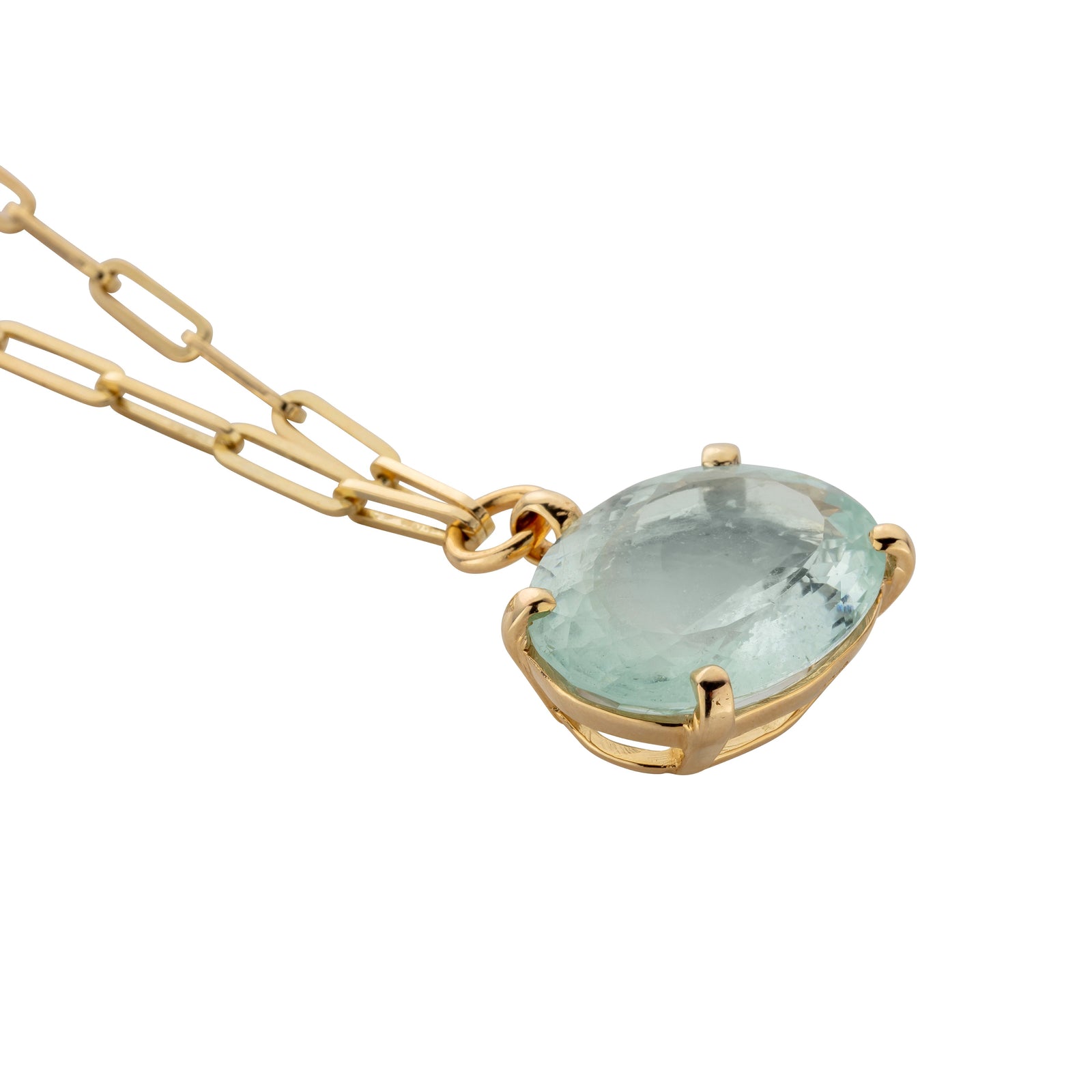 AUKAI Gold Aquamarine Claw Trace Chain Necklace