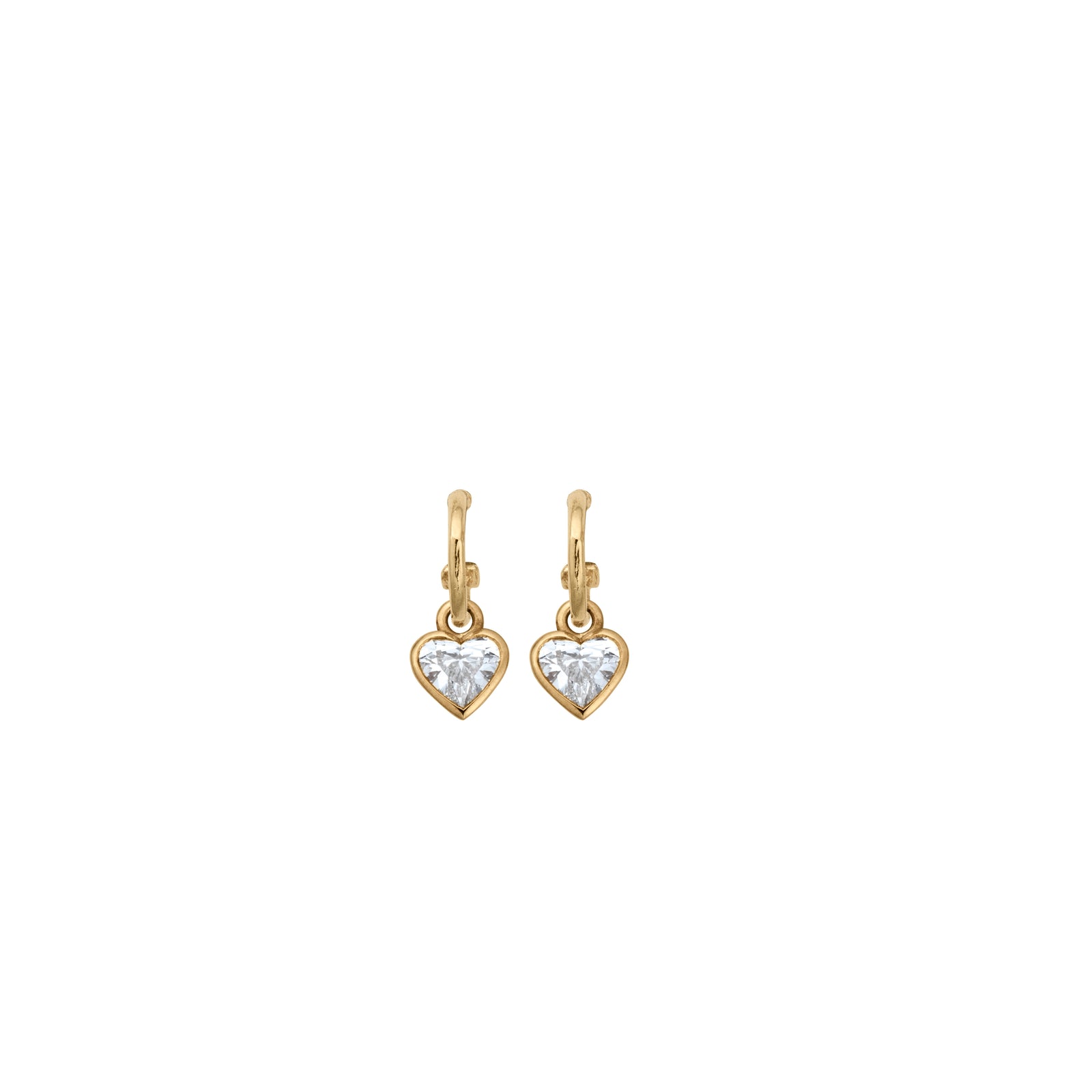APHRODITE Diamond Heart Earring Charms with Gold Tiny Cupid Hoops