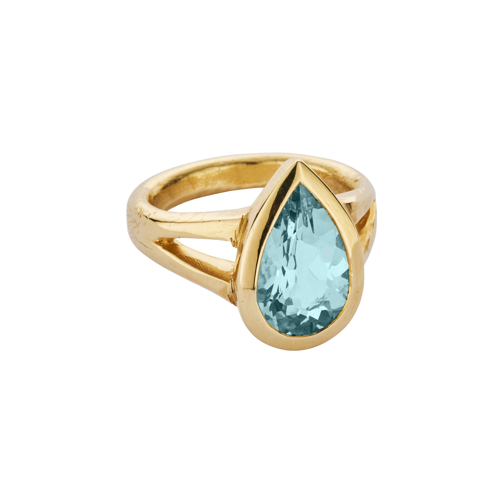 MARILEE Gold Pear Aquamarine Ring