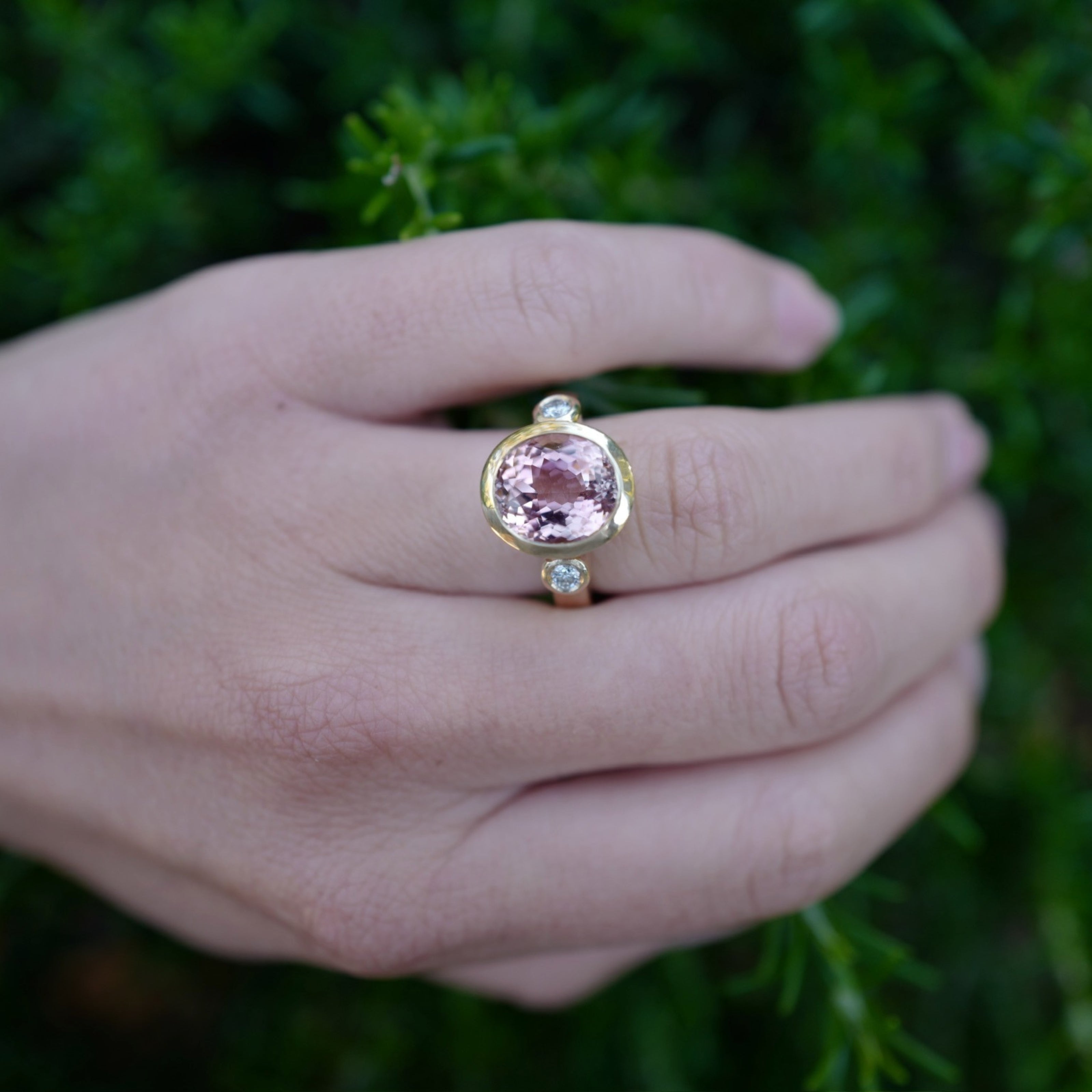 BELLE Gold Pink Tourmaline & Diamond Ring