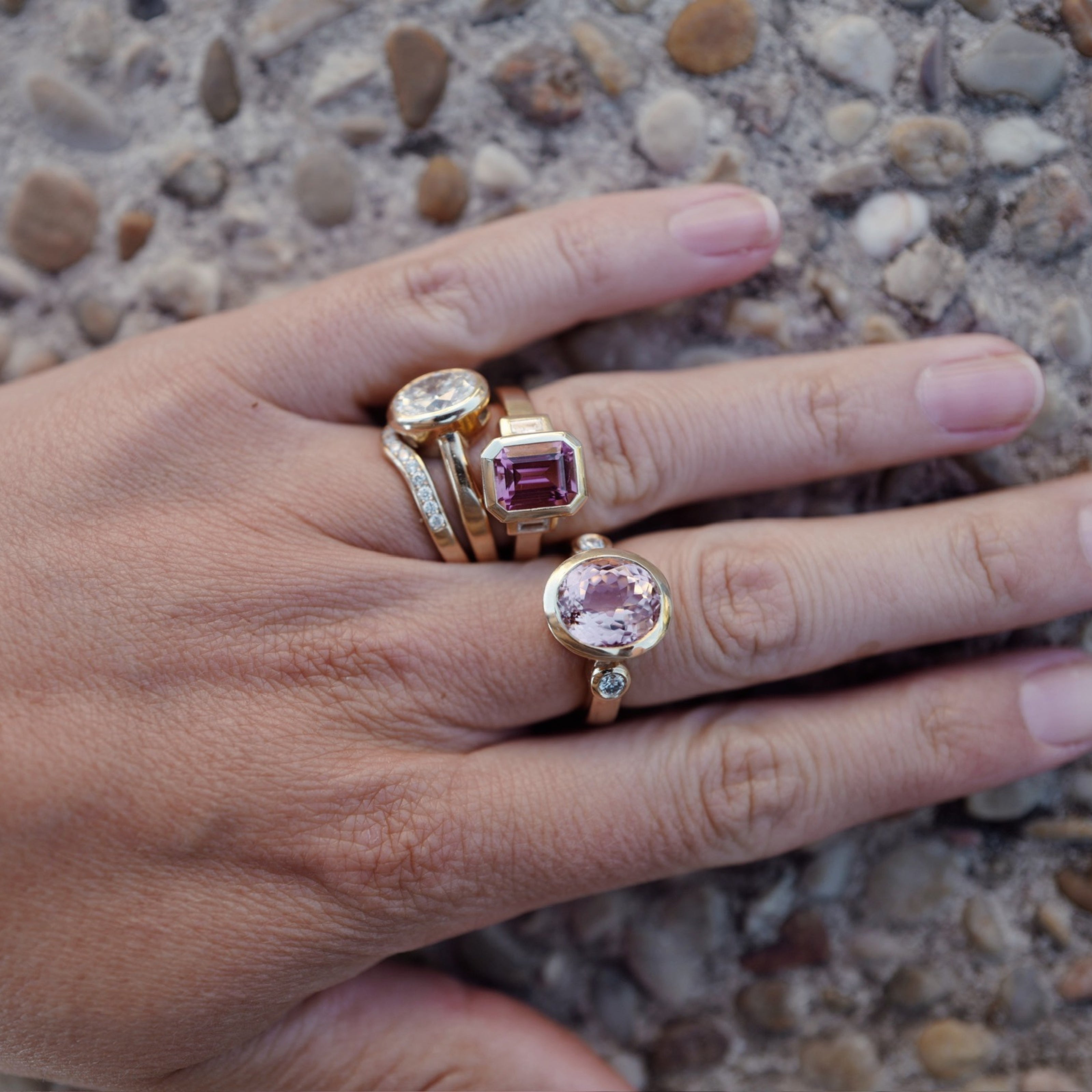 BELLE Gold Pink Tourmaline & Diamond Ring