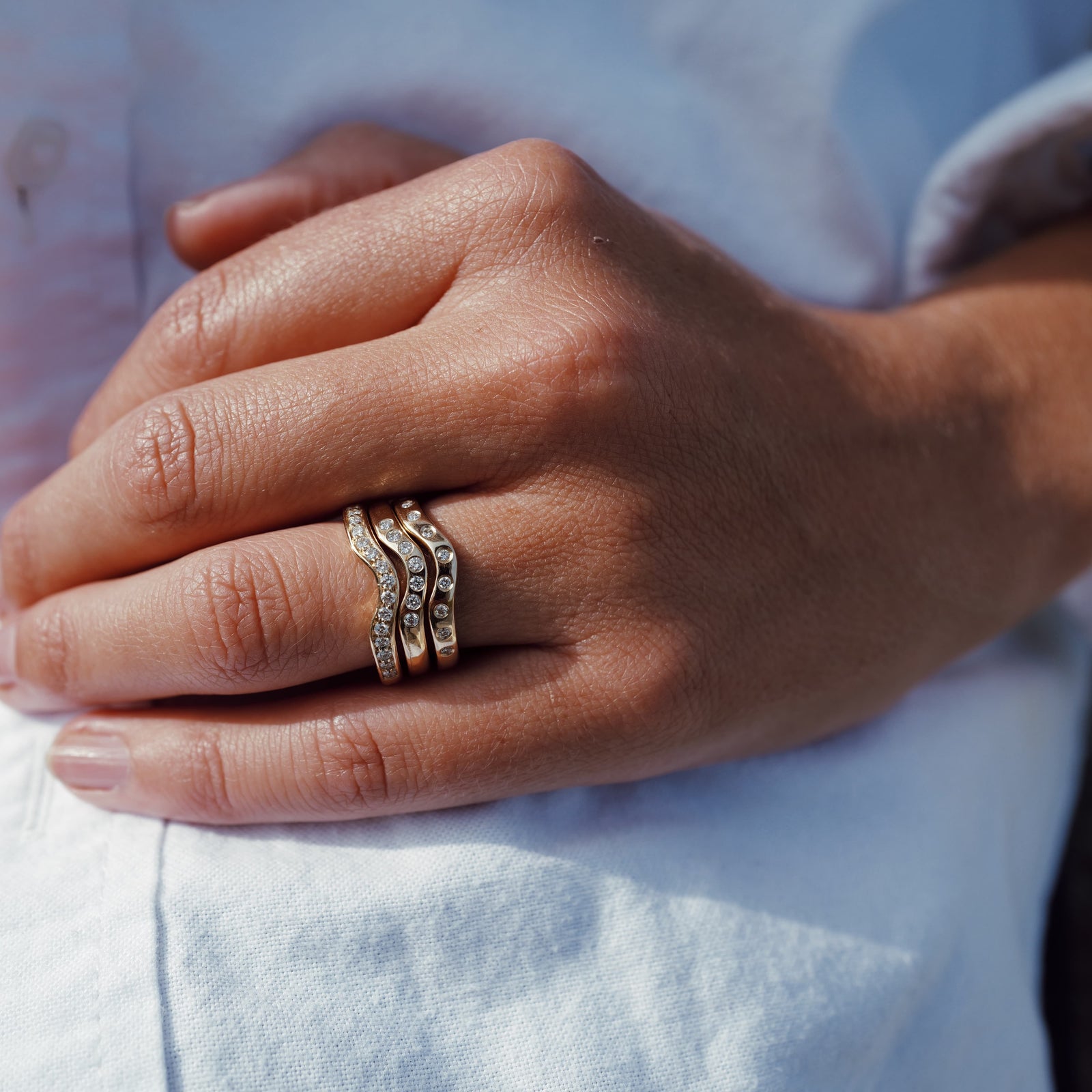 18ct Gold Wave Wedding Band