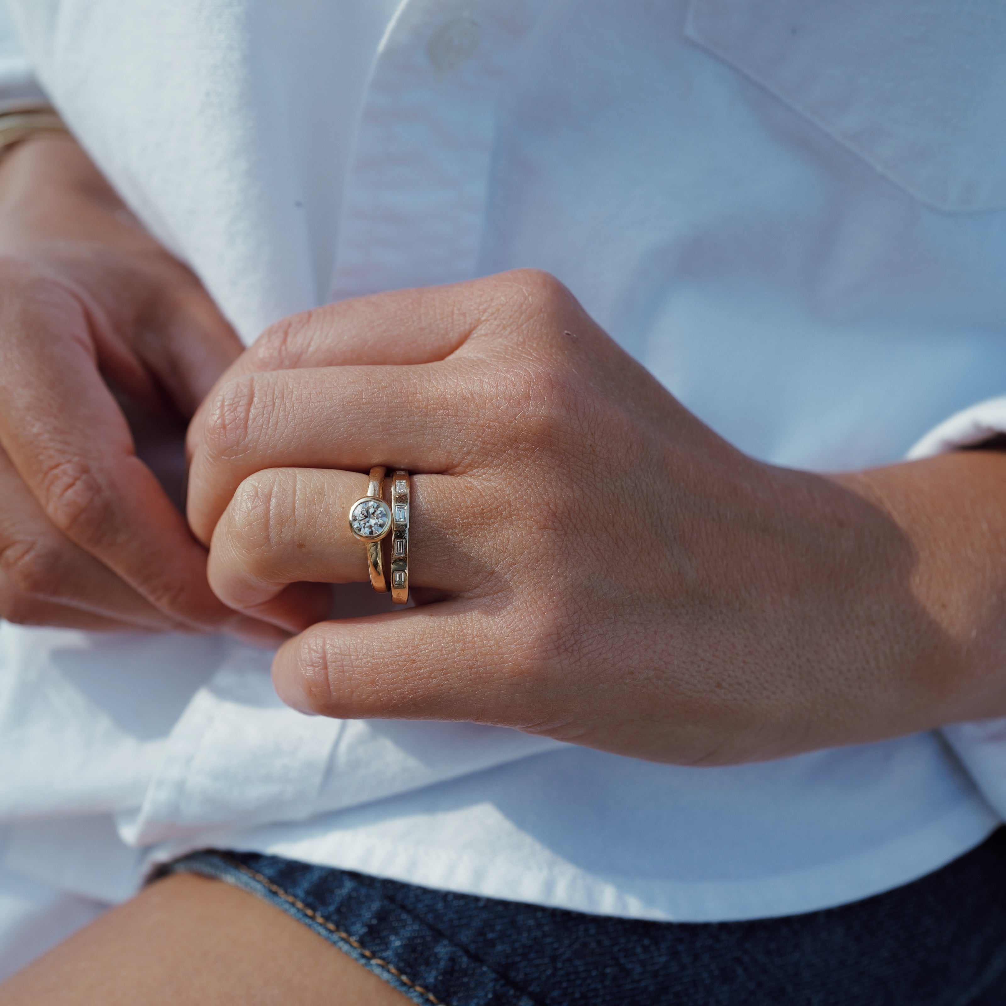 'The Eternity' 9ct Gold Round 0.5ct Natural Diamond Bezel Engagement Ring