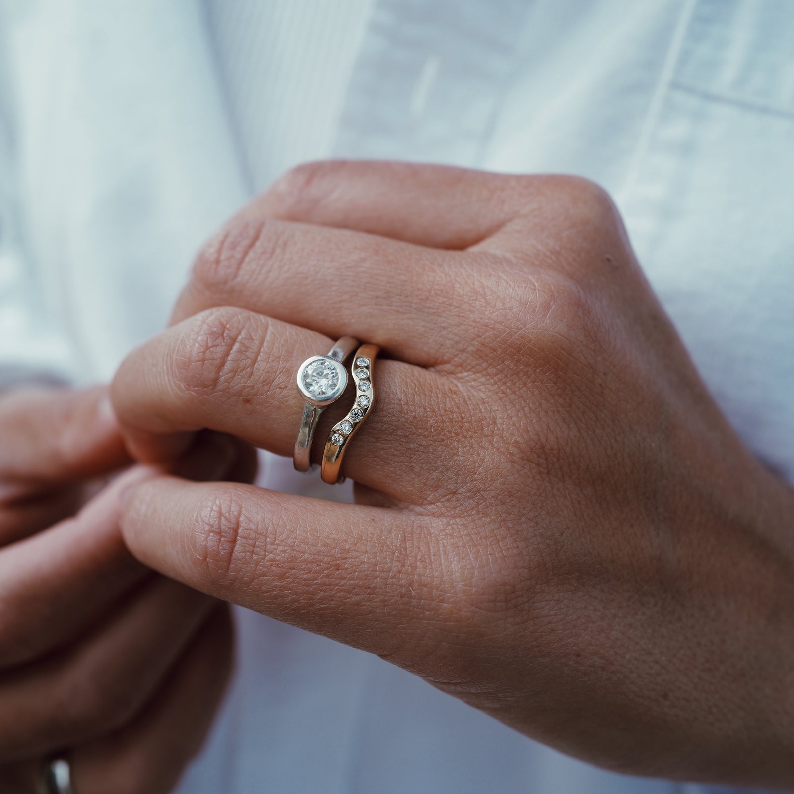 'The Eternity' 9ct White Gold Round 0.5ct Natural Diamond Bezel Engagement Ring