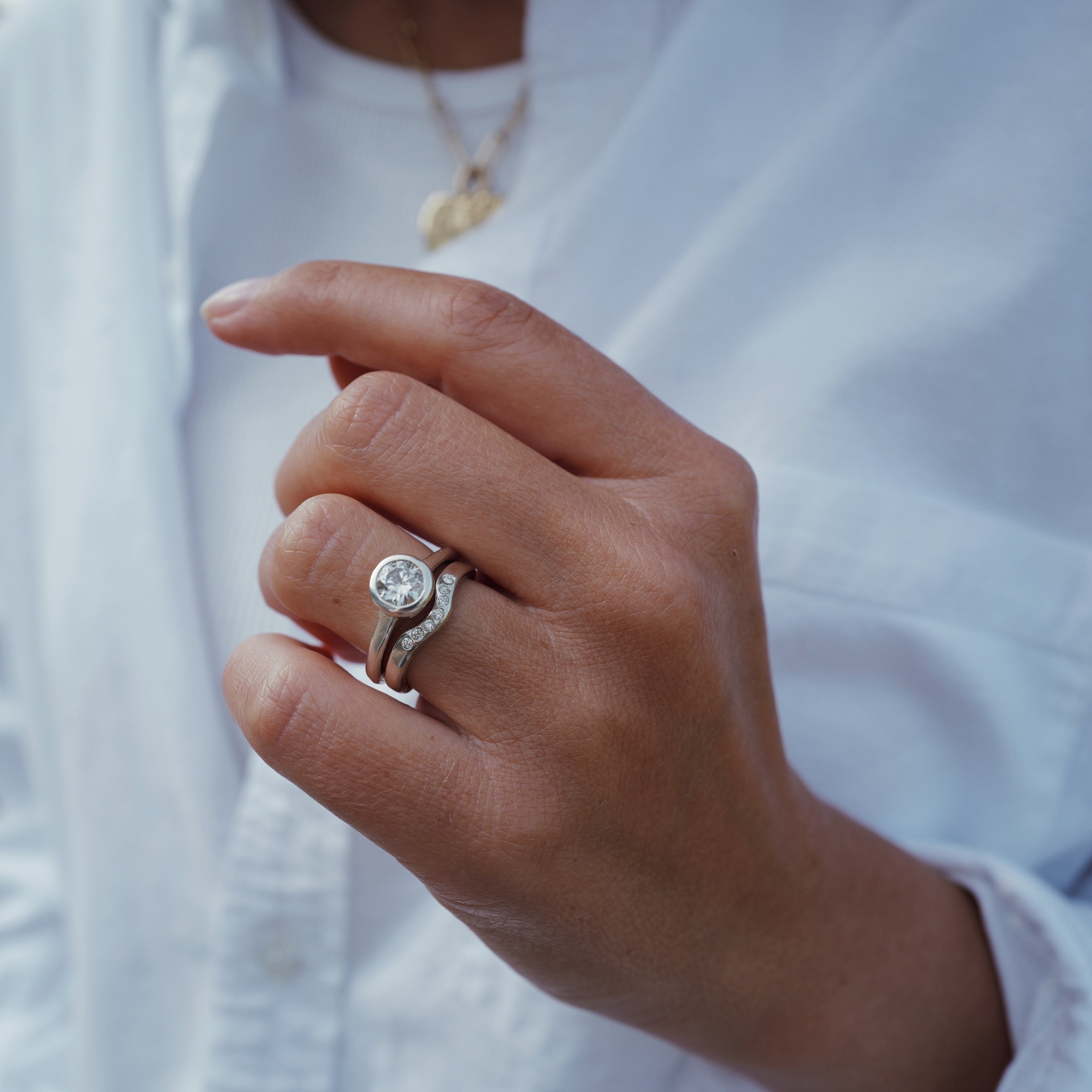 Silver Wave Wedding Band