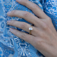 'The Heirloom' 18ct Gold Emerald 0.5ct Lab Grown Diamond Bezel Engagement Ring