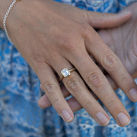 'The Heirloom' 18ct Gold Emerald 1ct Natural Diamond Bezel Engagement Ring