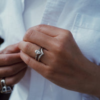 9ct White Gold Wishbone Wedding Band