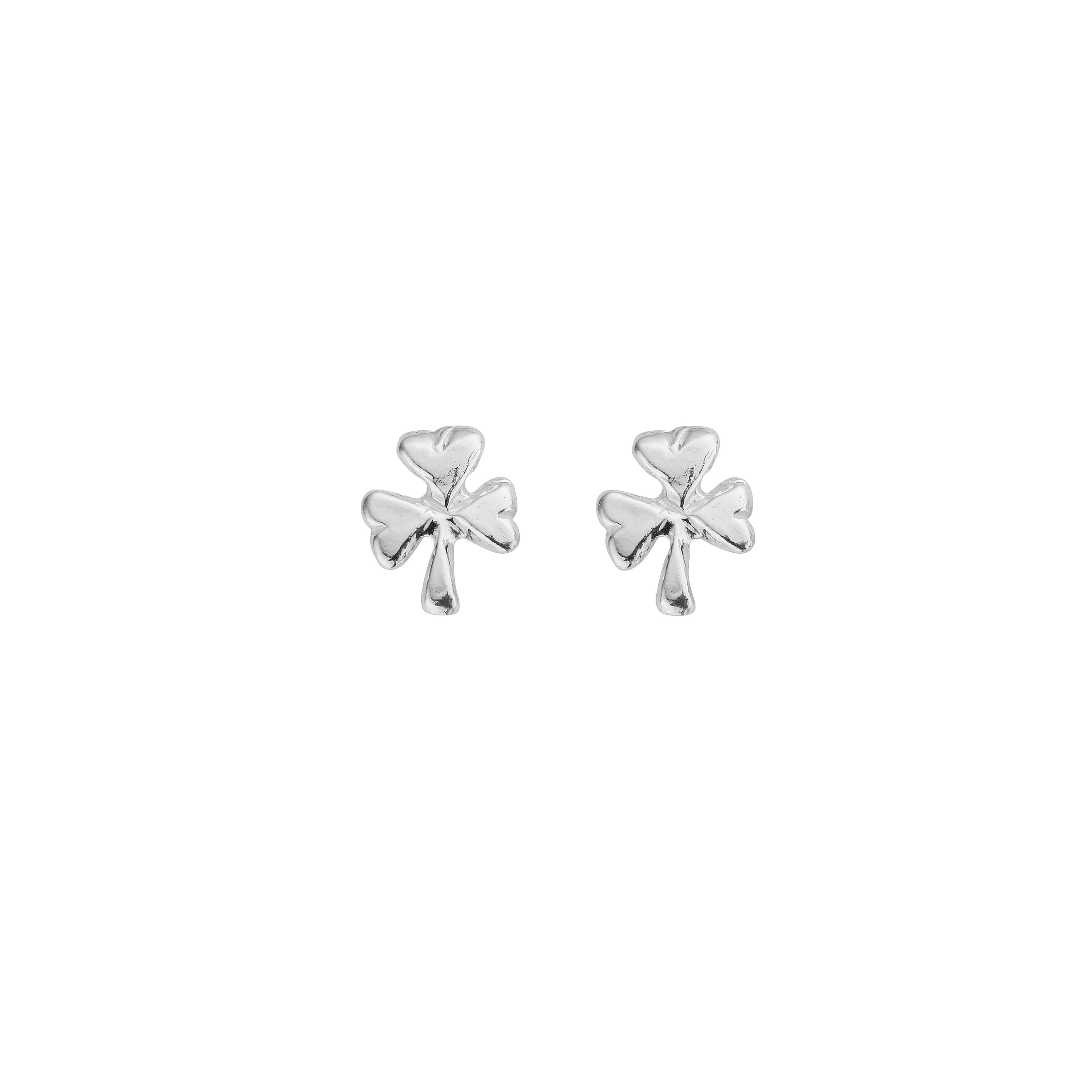 Silver Baby Shamrock Stud Earrings
