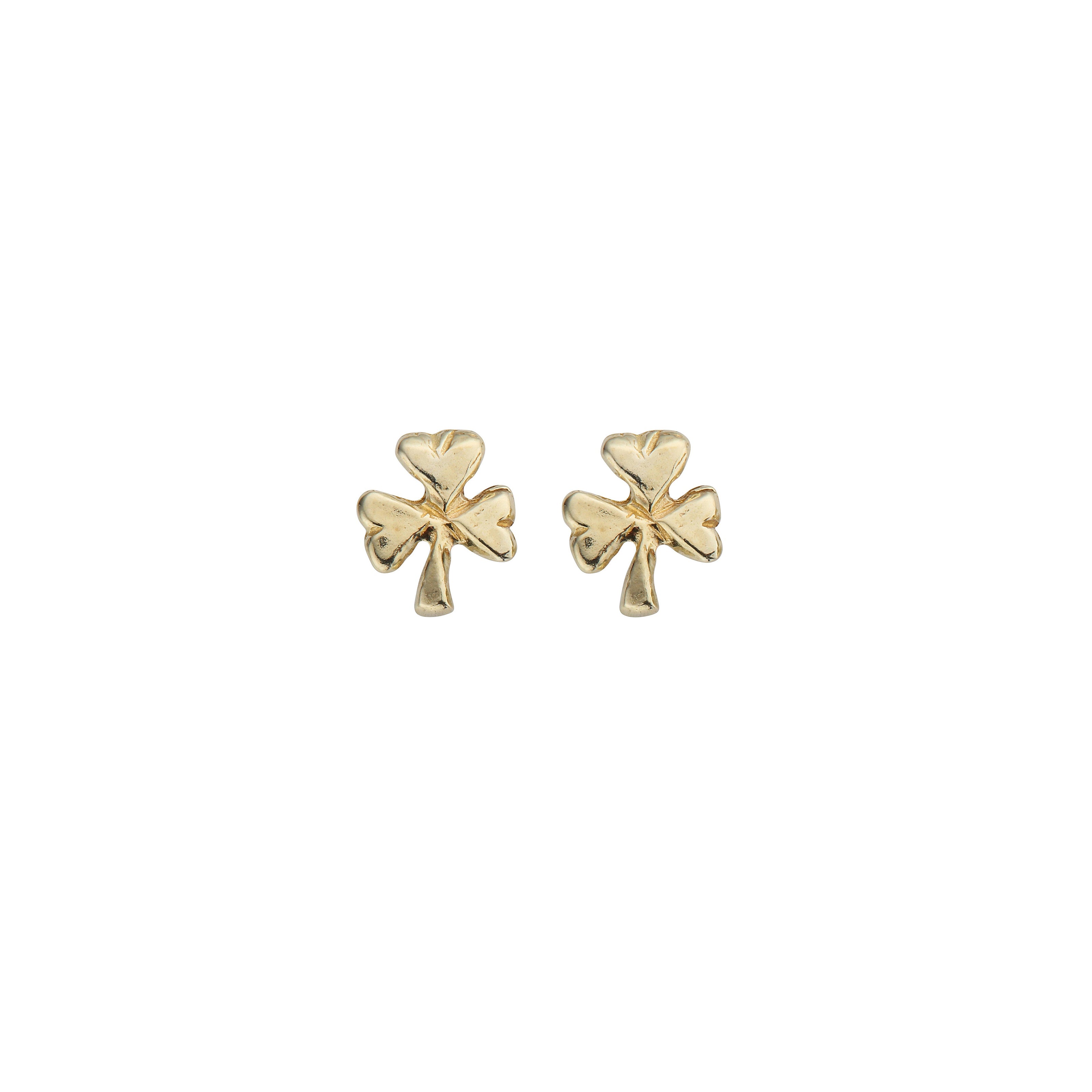 Gold Baby Shamrock Stud Earrings