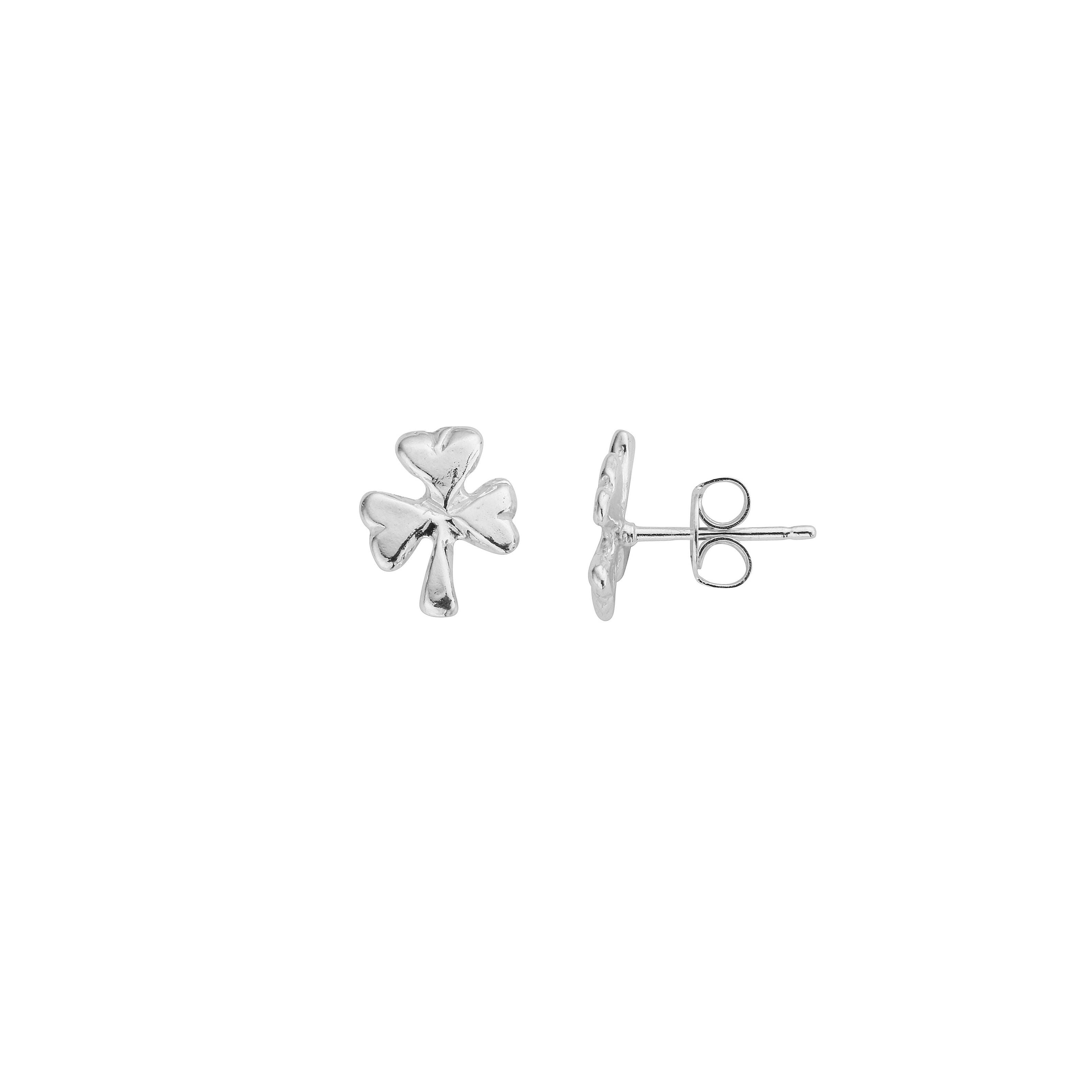 Silver Baby Shamrock Stud Earrings