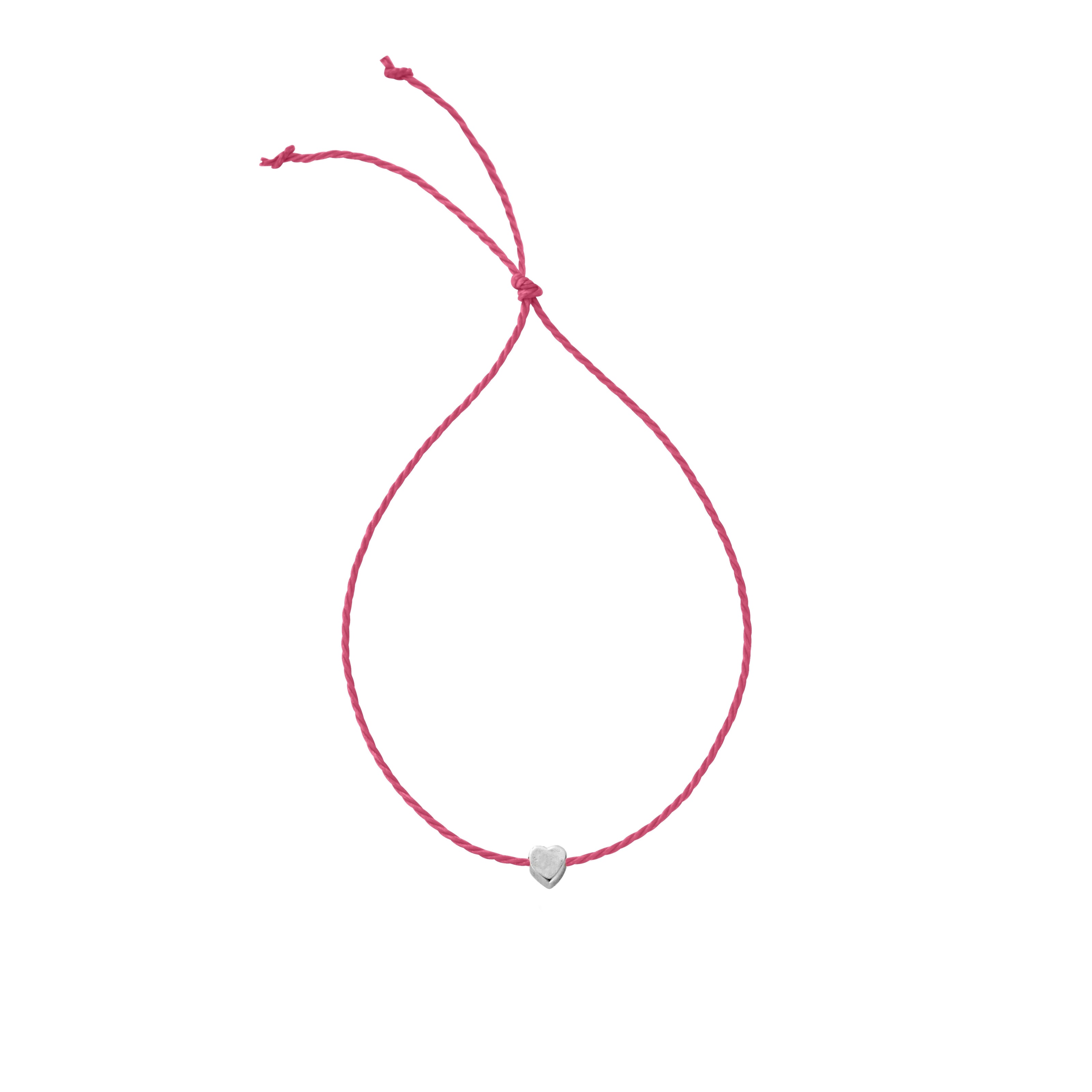 Silver Tiny Heart Cord Bracelet