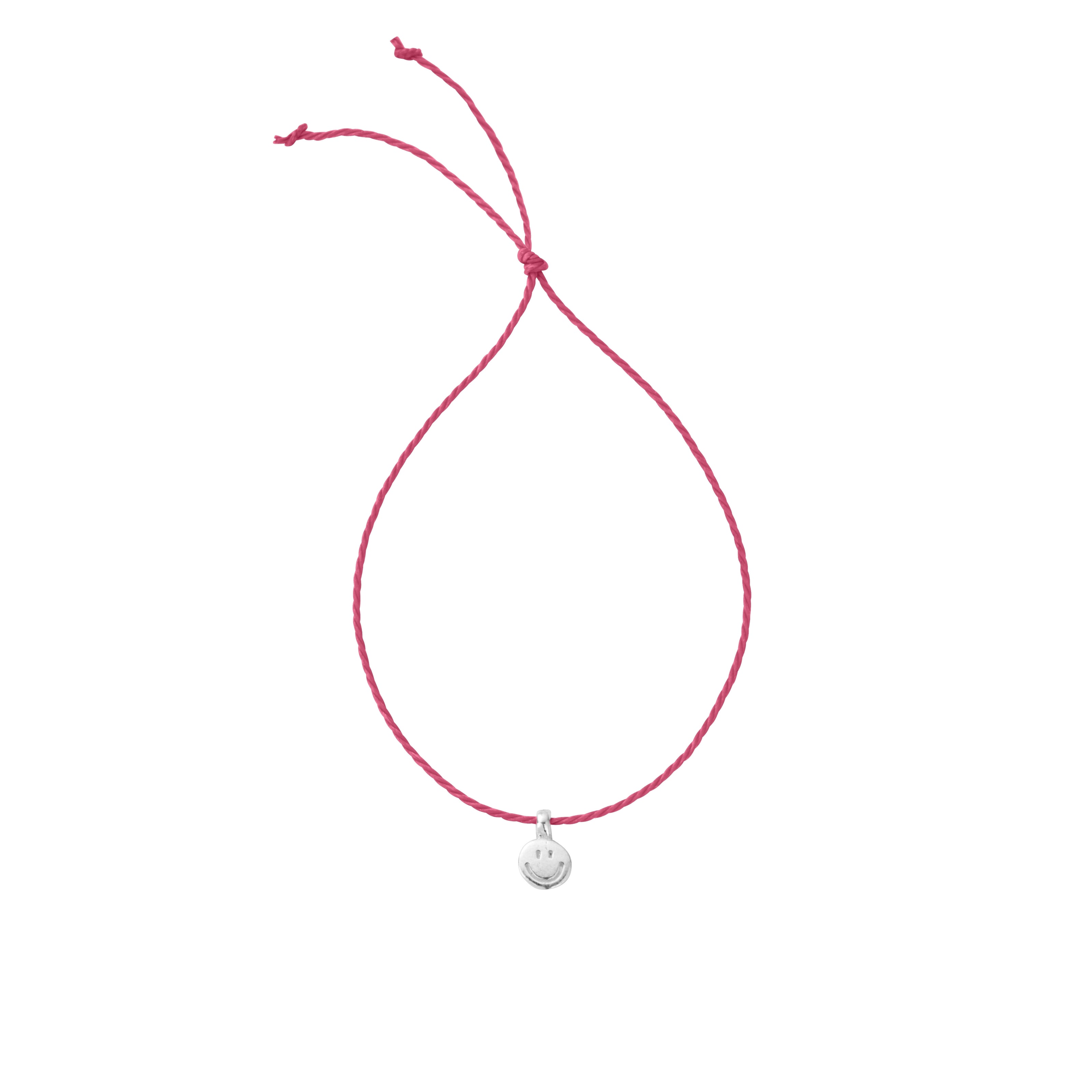Silver Smiley Face Cord Bracelet