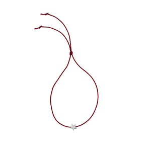 [badge Product Shown: Burgundy Silver Tiny Star Cord Bracelet] [Men] [Women] [Winter]