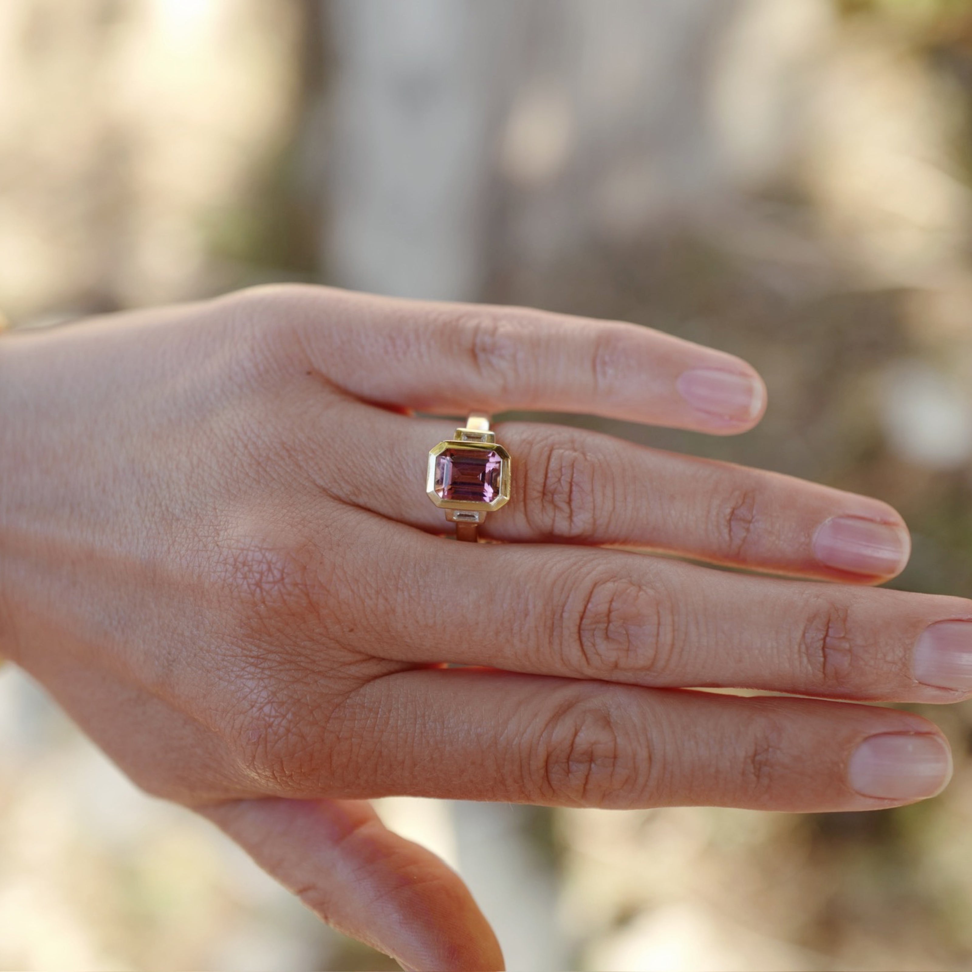 CARAMIA Gold Pink Tourmaline & Diamond Ring