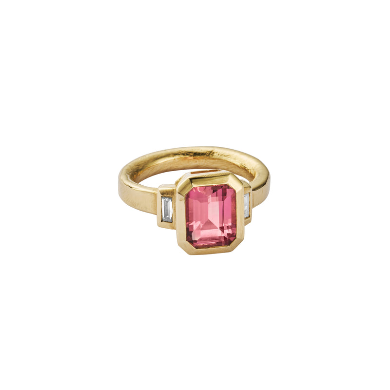 CARAMIA Gold Pink Tourmaline & Diamond Ring