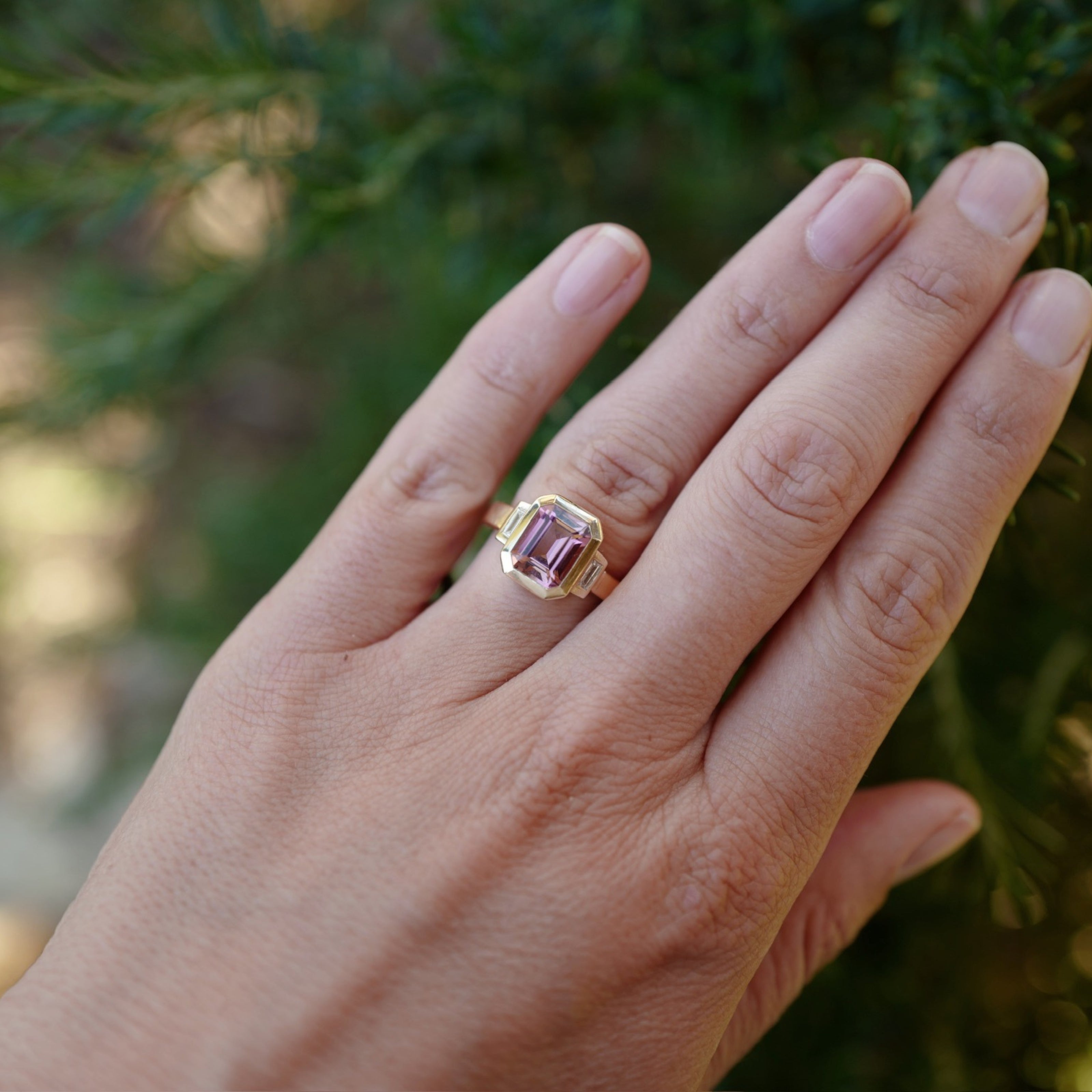 CARAMIA Gold Pink Tourmaline & Diamond Ring